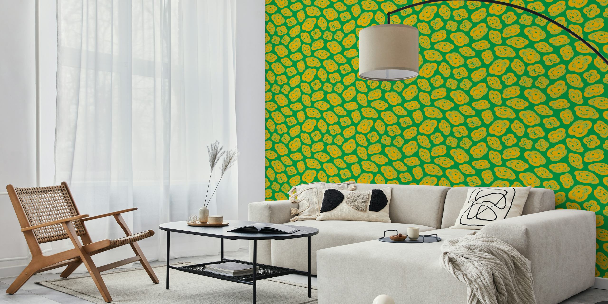 Floating Lilies Abstract Floral - Kelly Green I Ett Rum