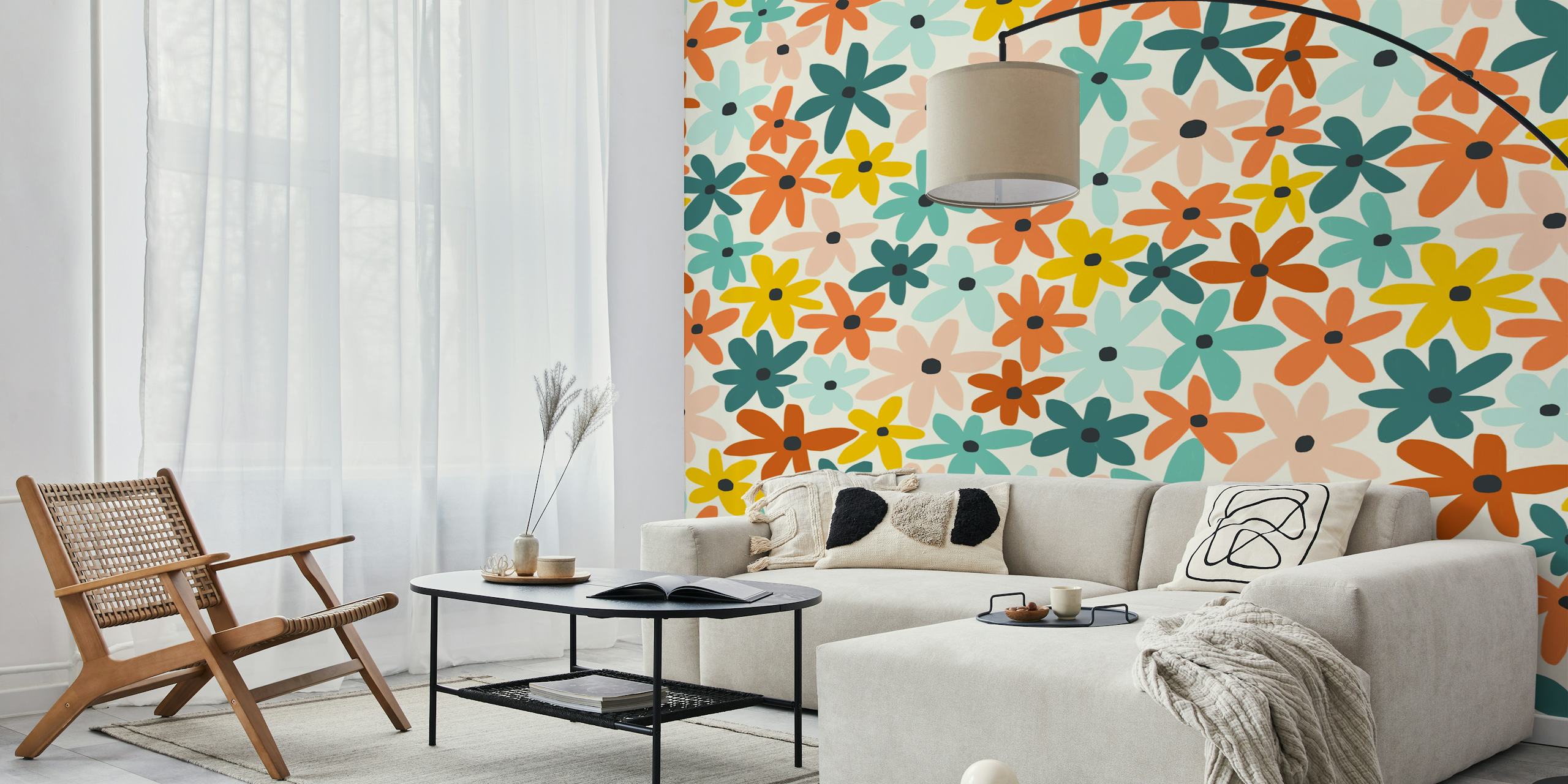 Joyful Flowers wallpaper in a room