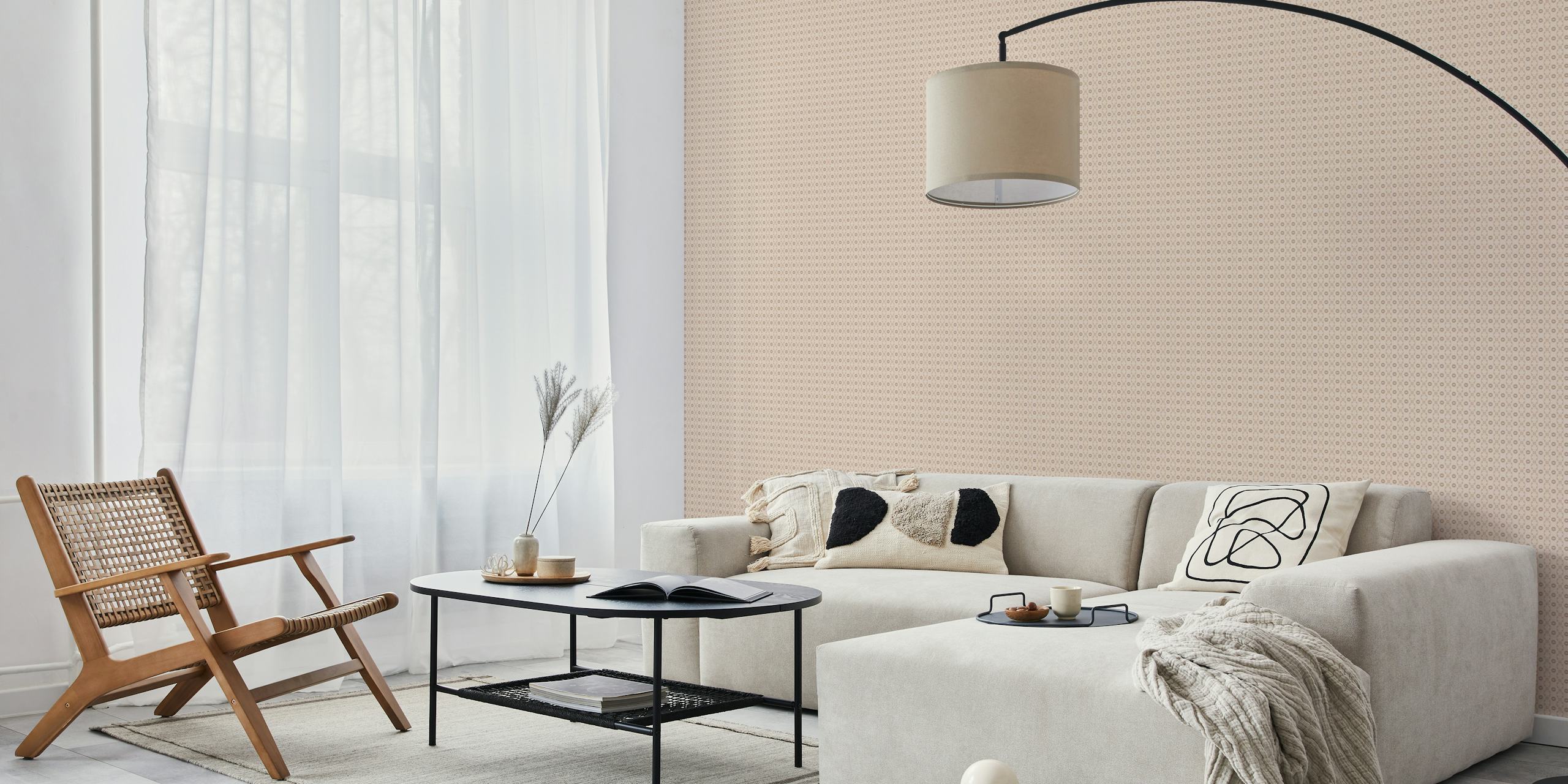 Peach Abstract Ornaments wallpaper in una stanza