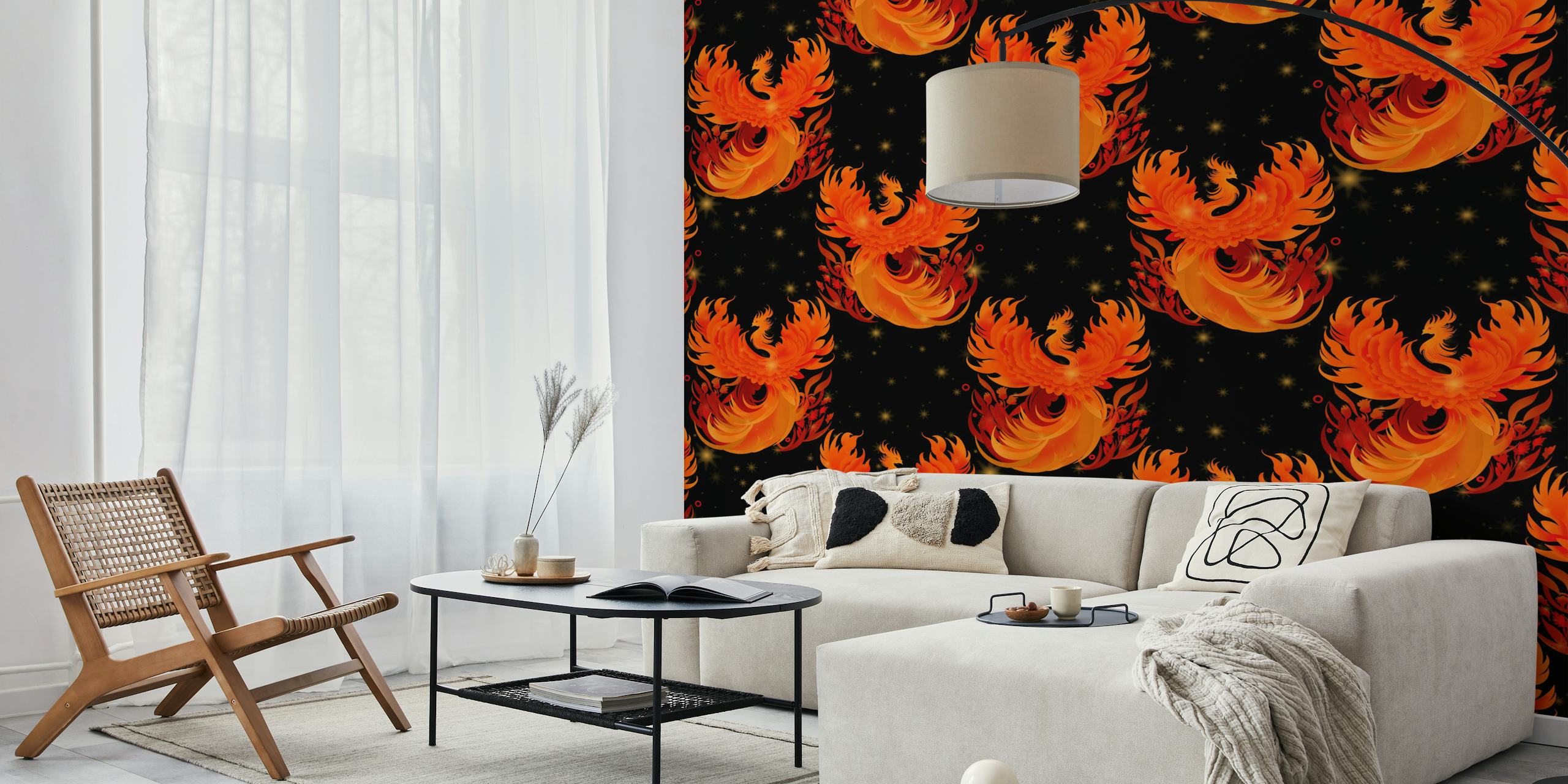 Phoenix Rising wallpaper in a room setting