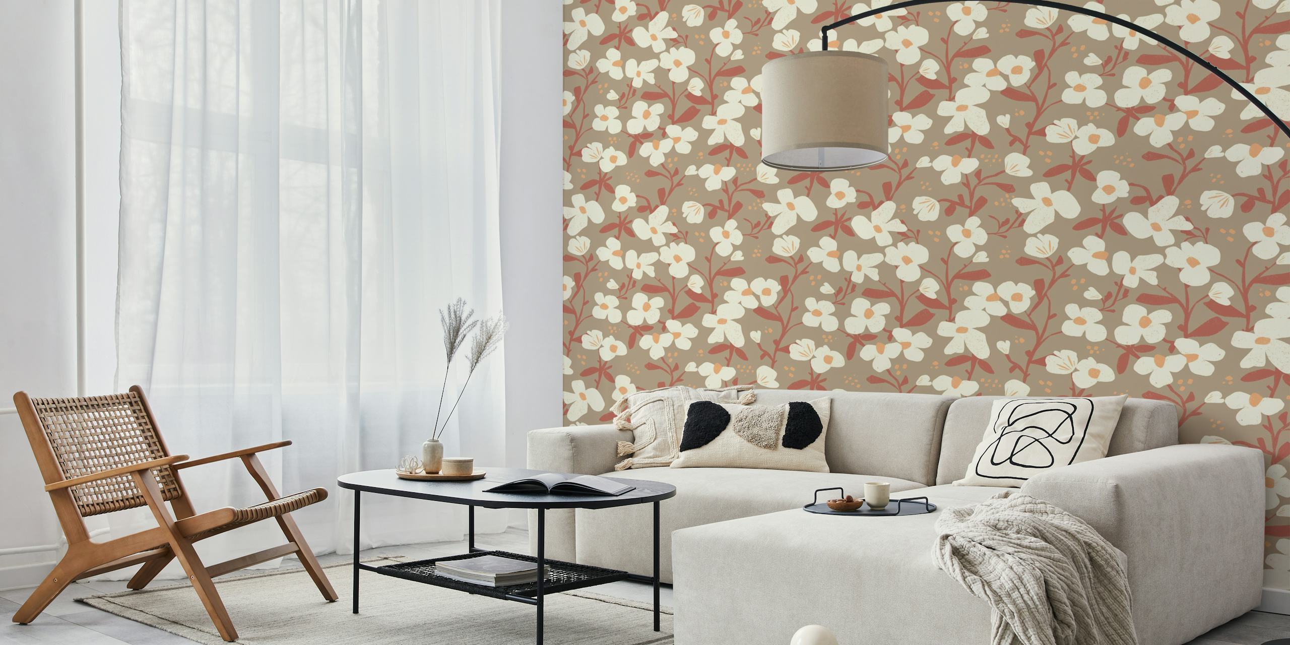 Rustic Garden Elegance floral wallpaper in a room