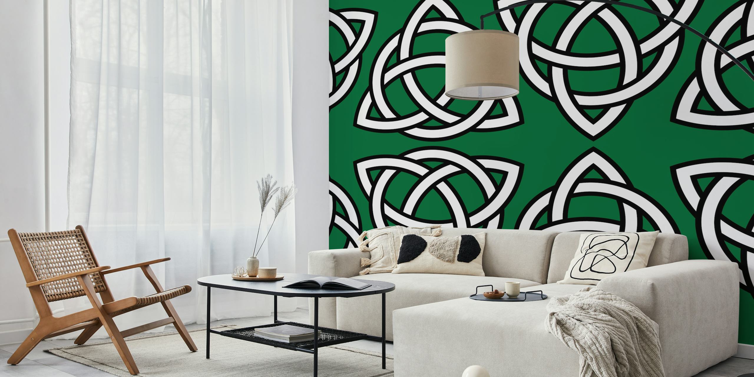 Papier peint Trinity Celtic Knot sur fond vert