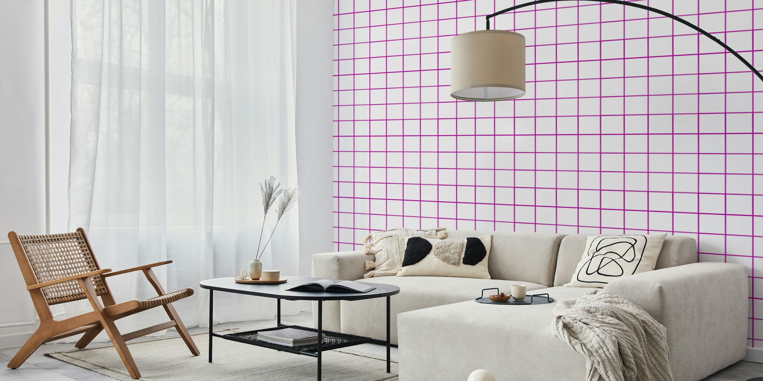 Purple grouted tiles wallpaper design