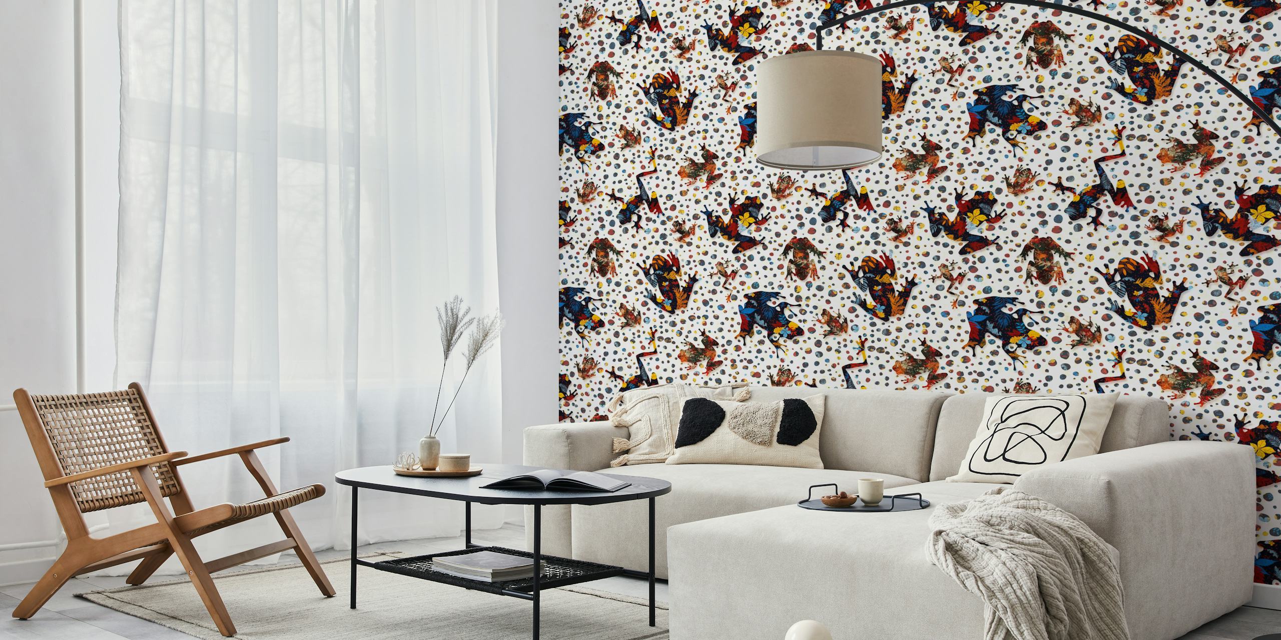 Frogs life wallpaper in a colorful room