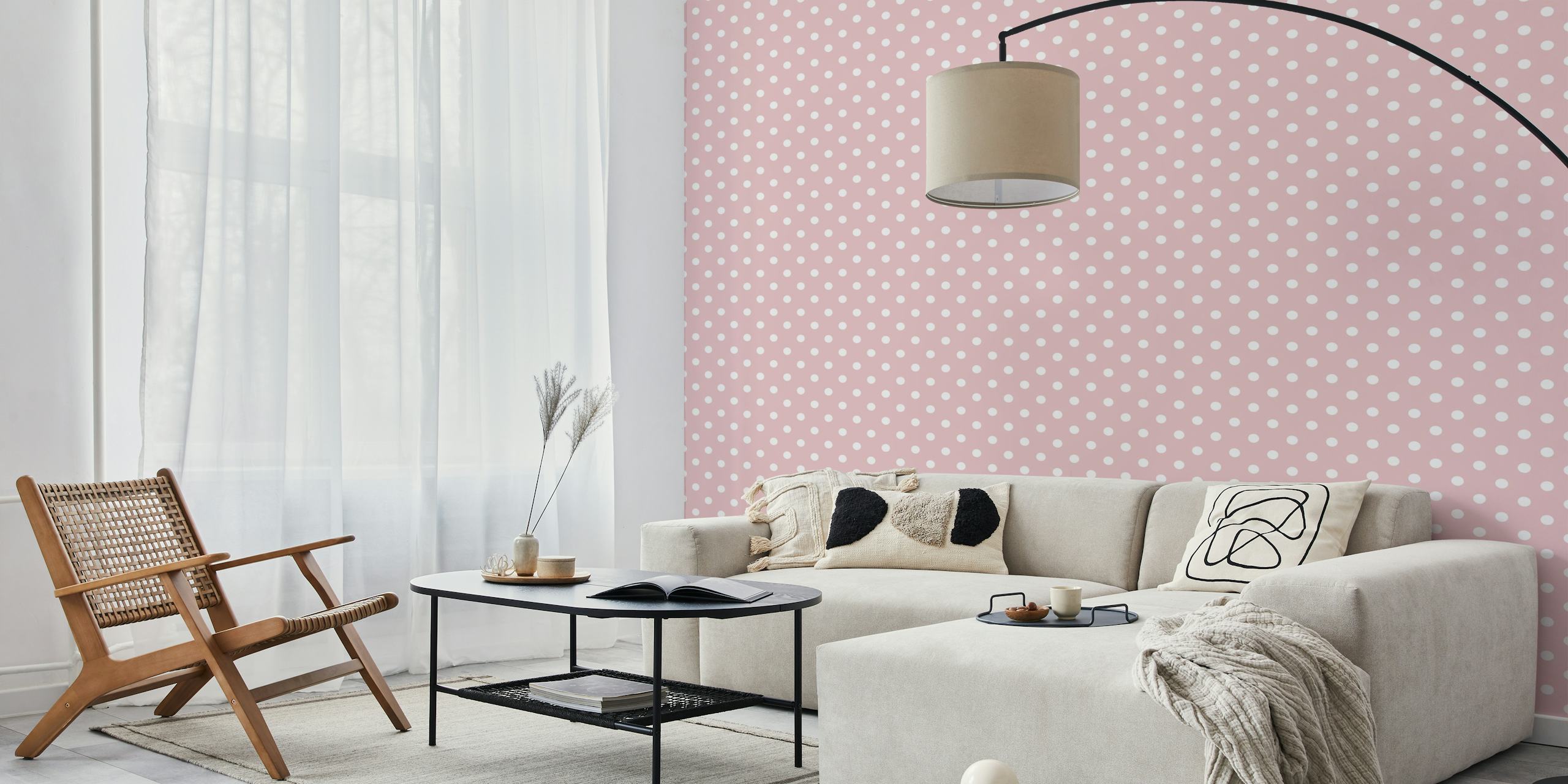 Polka Dots - Candy Blush 2 papel tapiz en una habitación