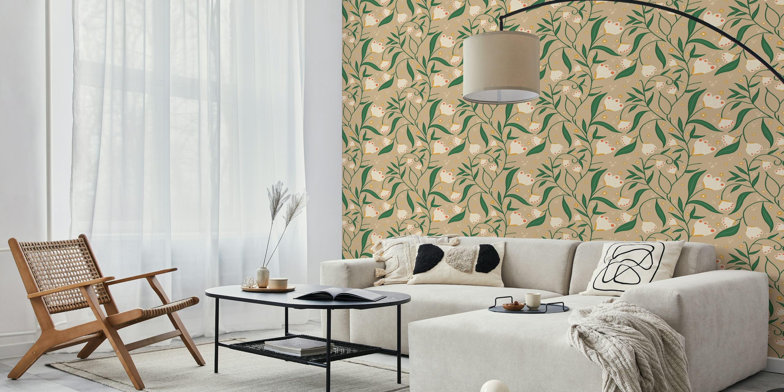 Meadow Spring Floral Sand tapetti huoneessa