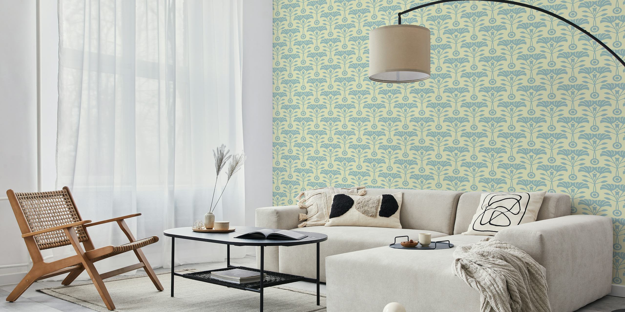 Floral cream Tapete in einem Raumsetting
