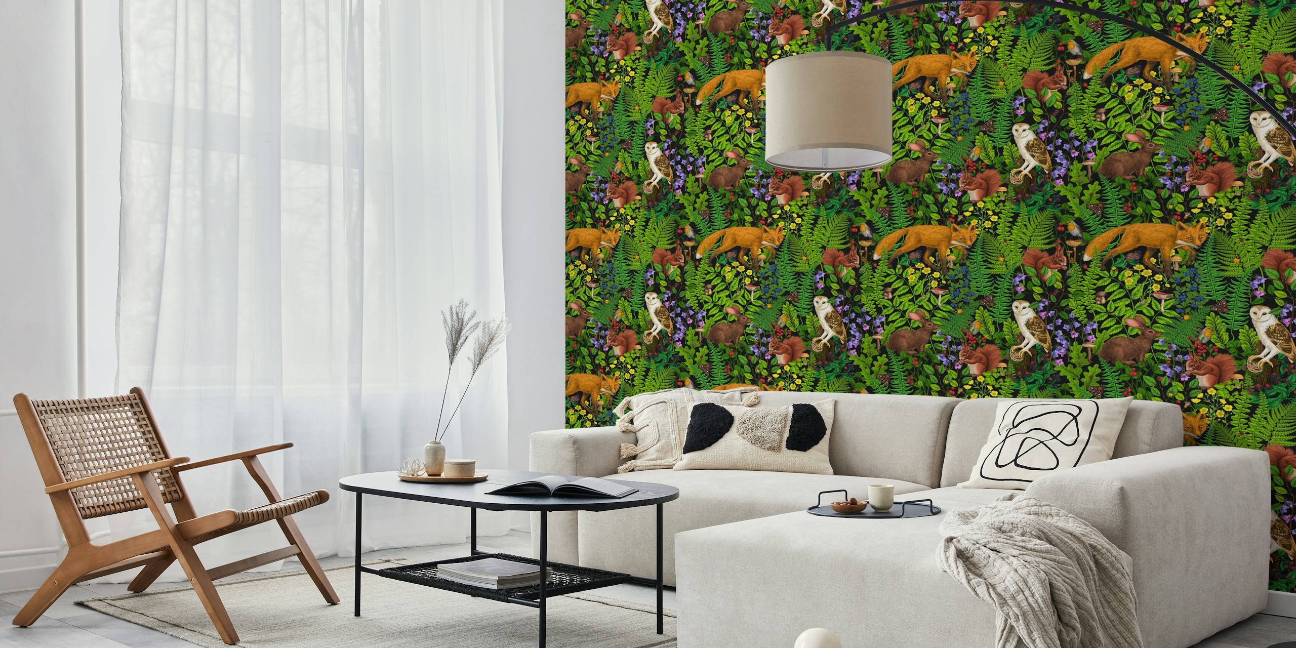 Forest life wallpaper design in a room