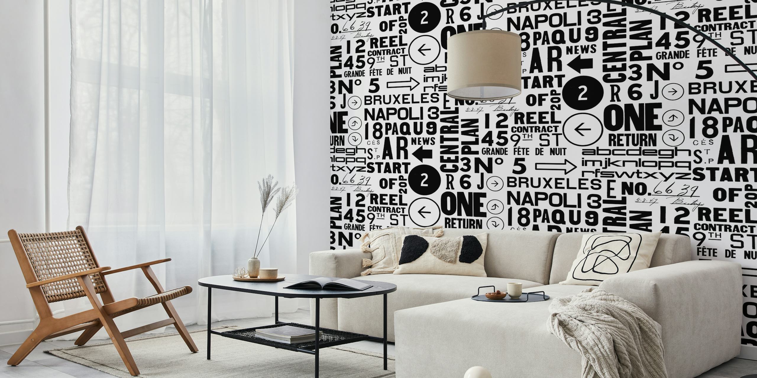 Urban Typography black och white tapetdesign
