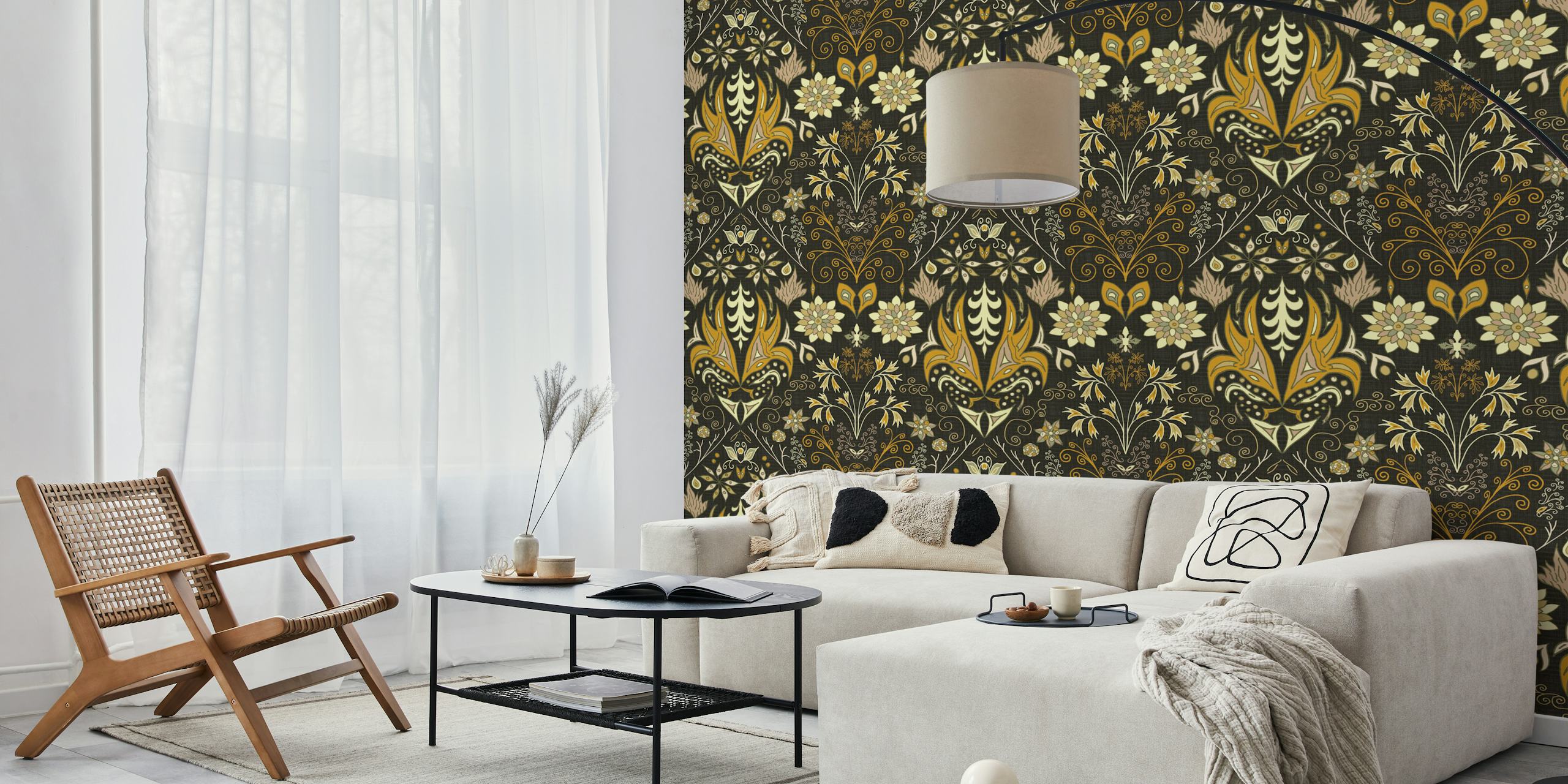 Ταπετσαρία Vintage Floral Tiles 2 σε ένα δωμάτιο