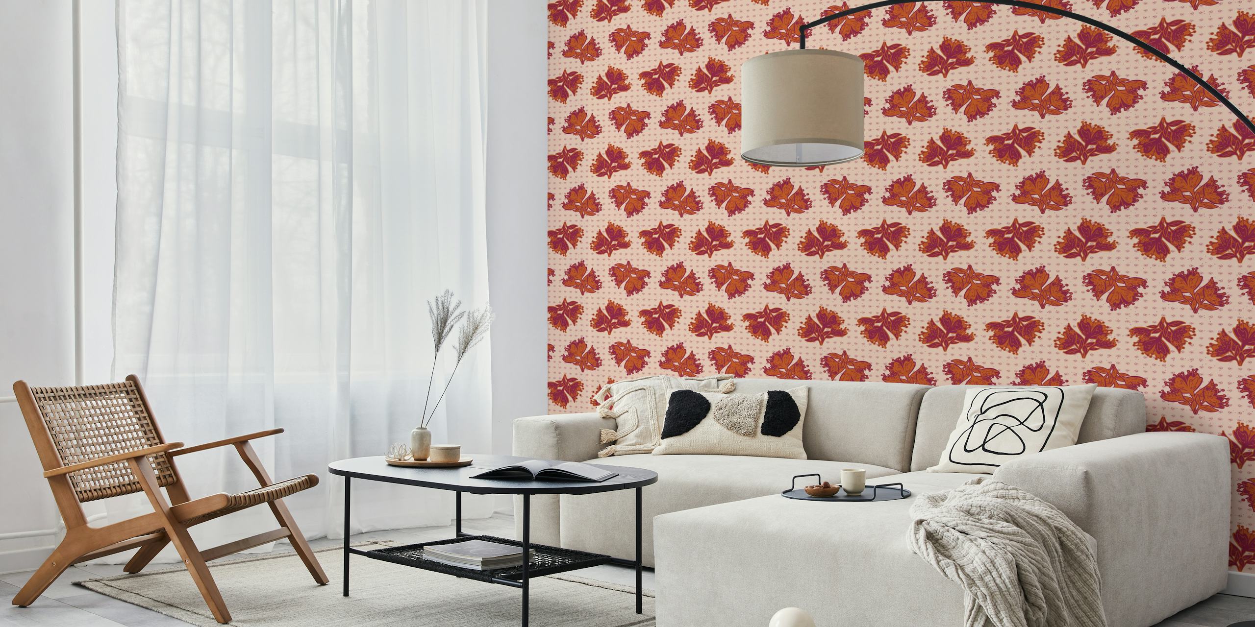 Painted Petals wallpaper in a room setting