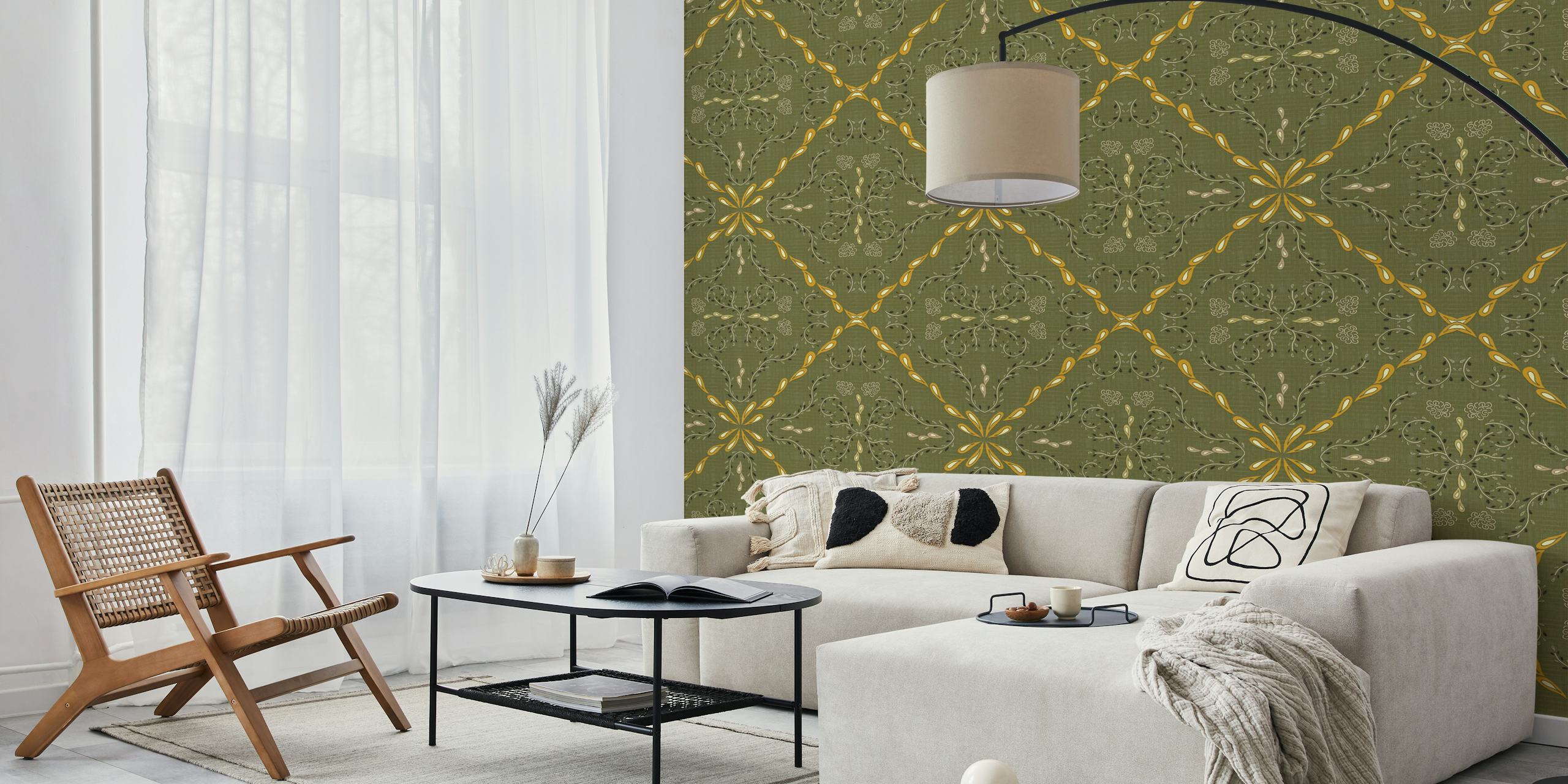 Vintage Floral Tiles tapet i et rom