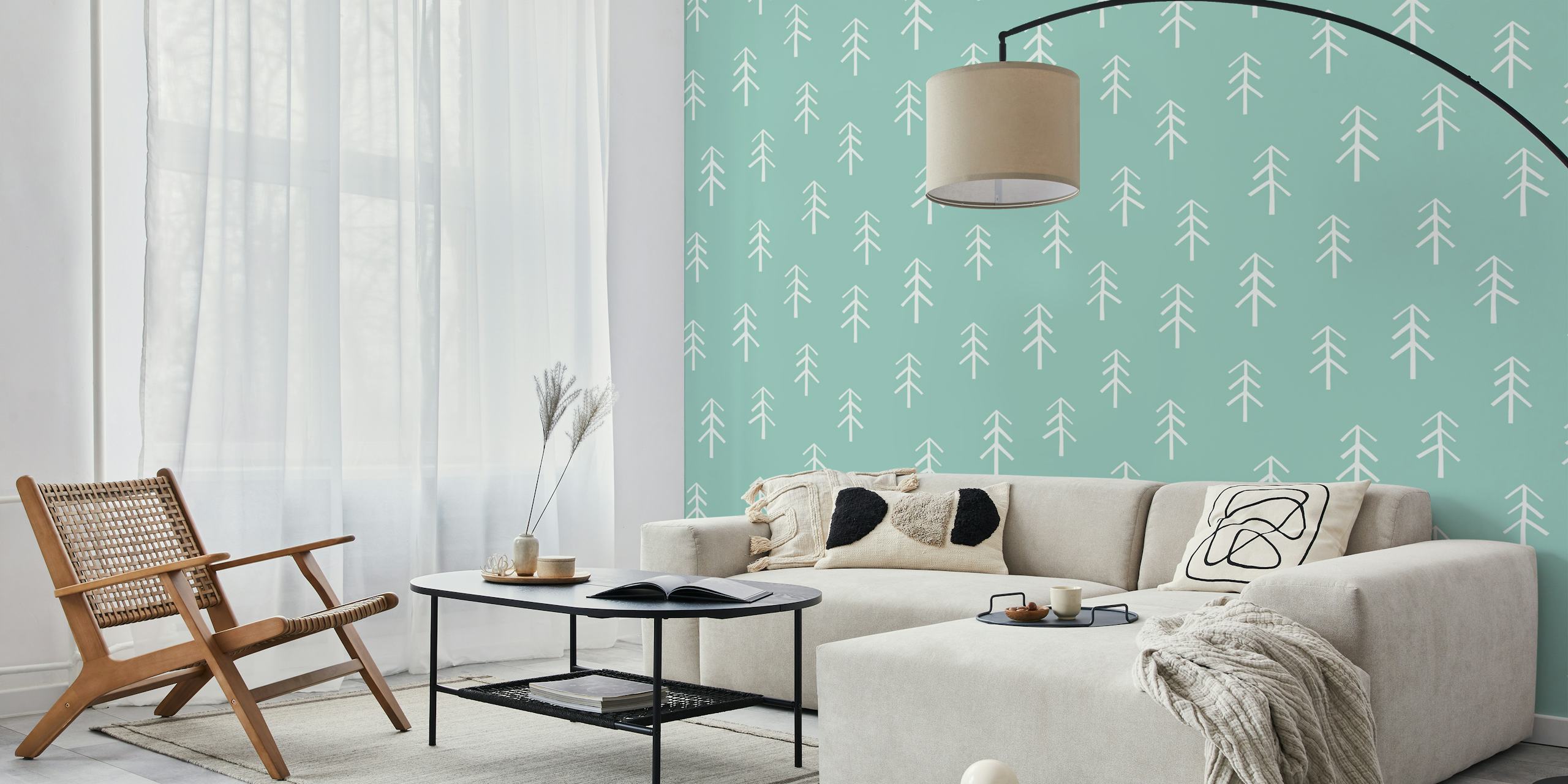 Forest light turquoise wallpaper design