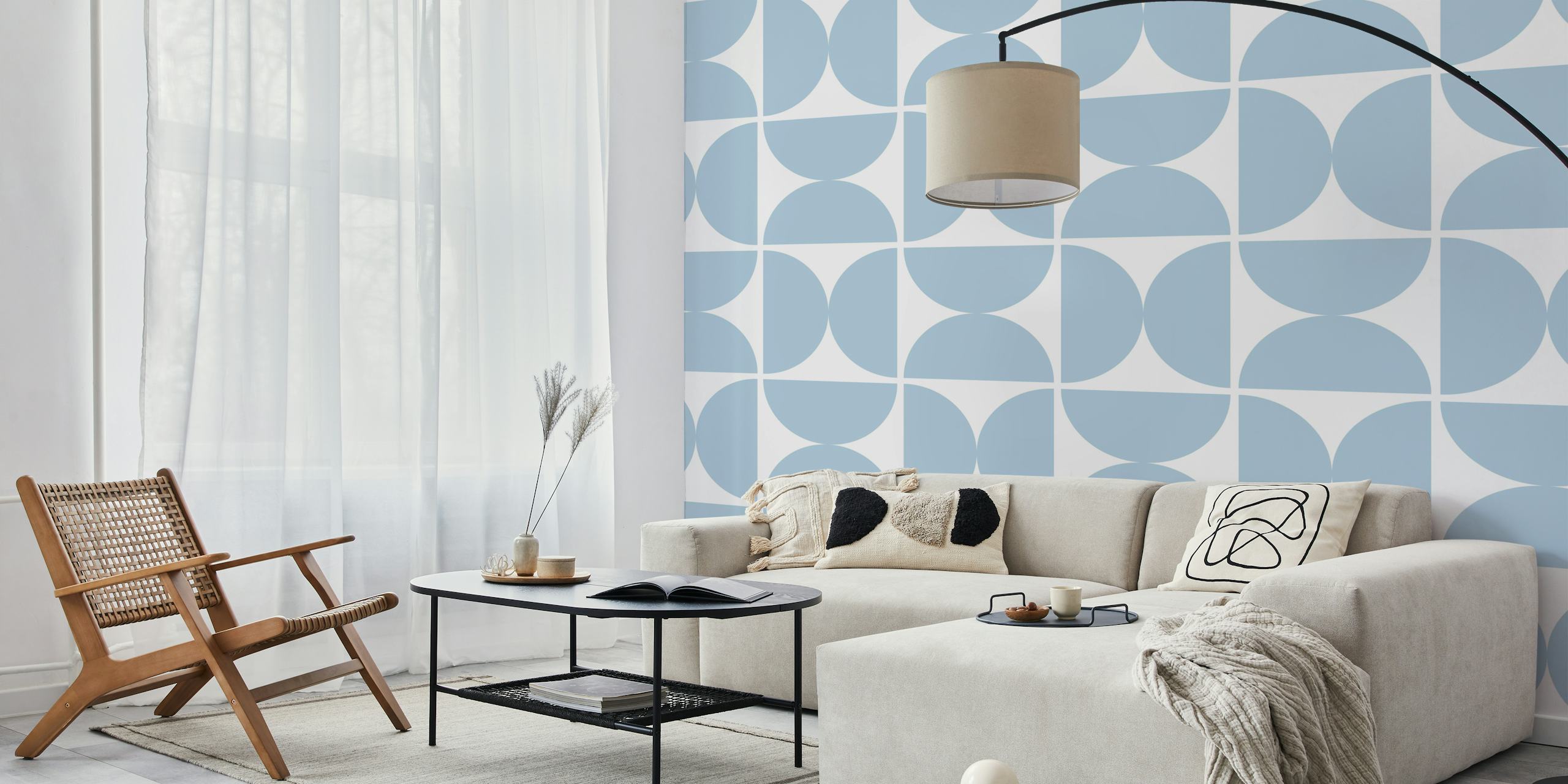 Semicircles - Air Blue and White tapeta u sobi