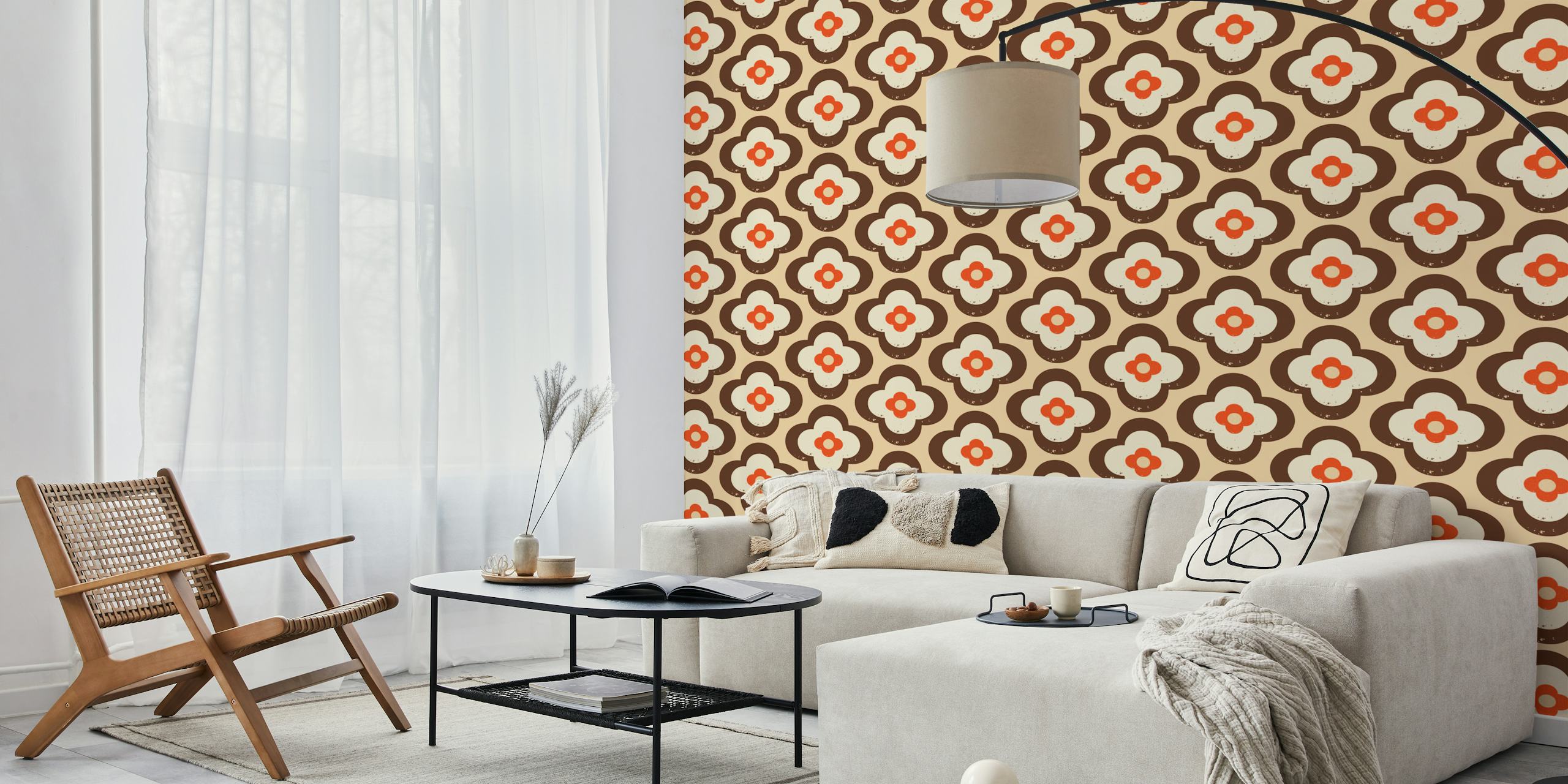 Design de papier peint floral dans une pièce