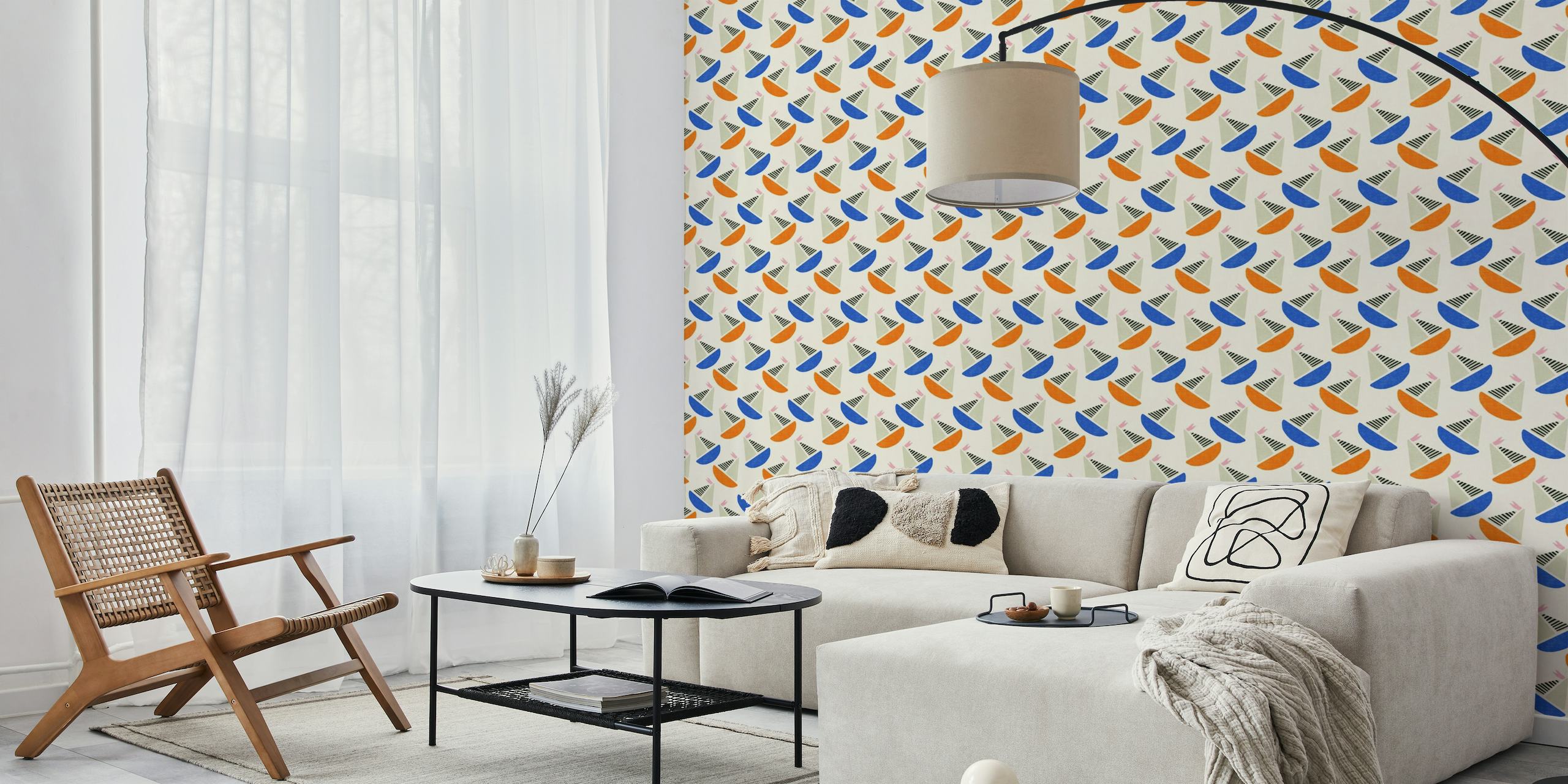 Laholm (orange and blue) wallpaper