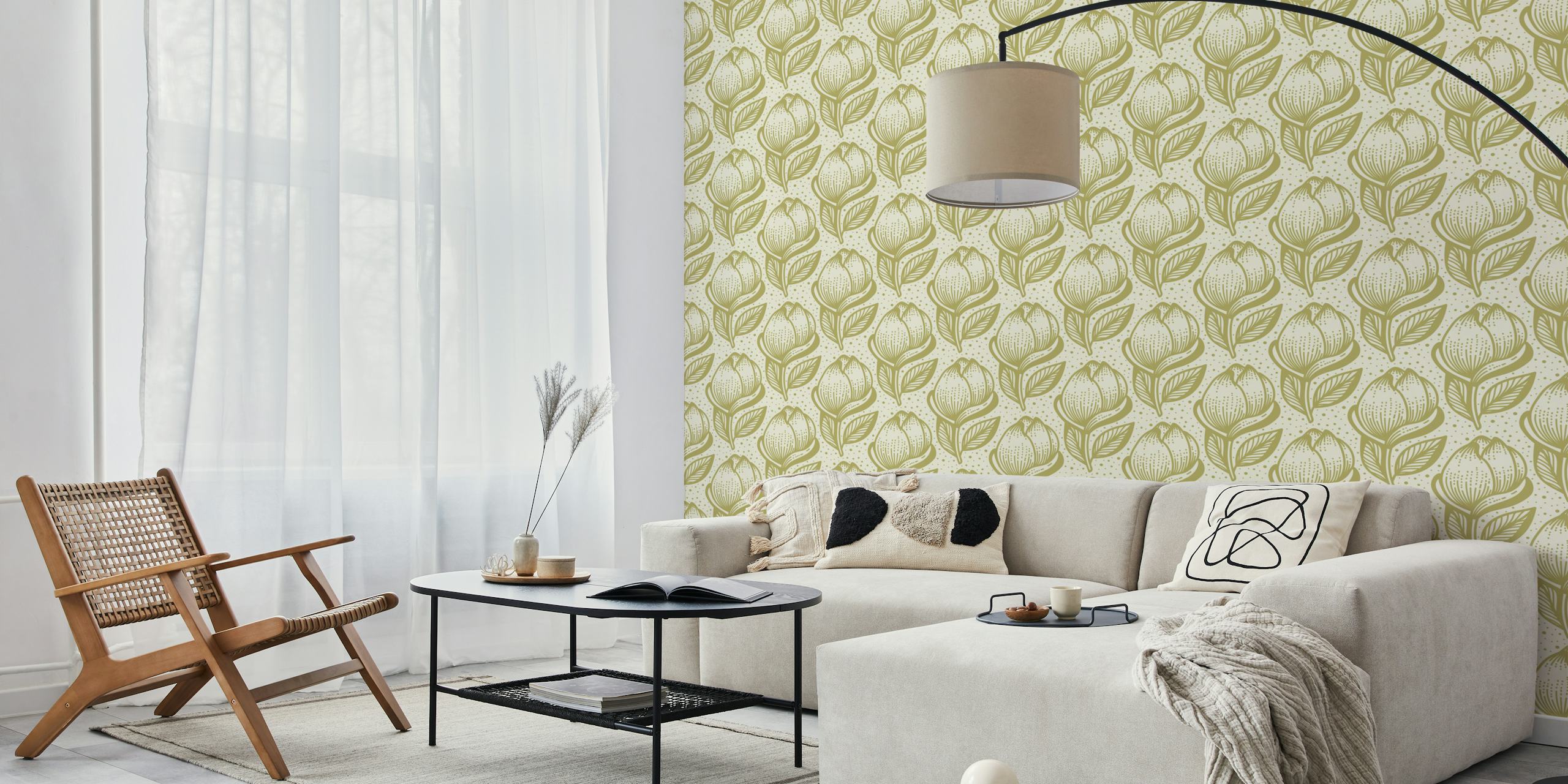 Magnolia blossom wallpaper in a room