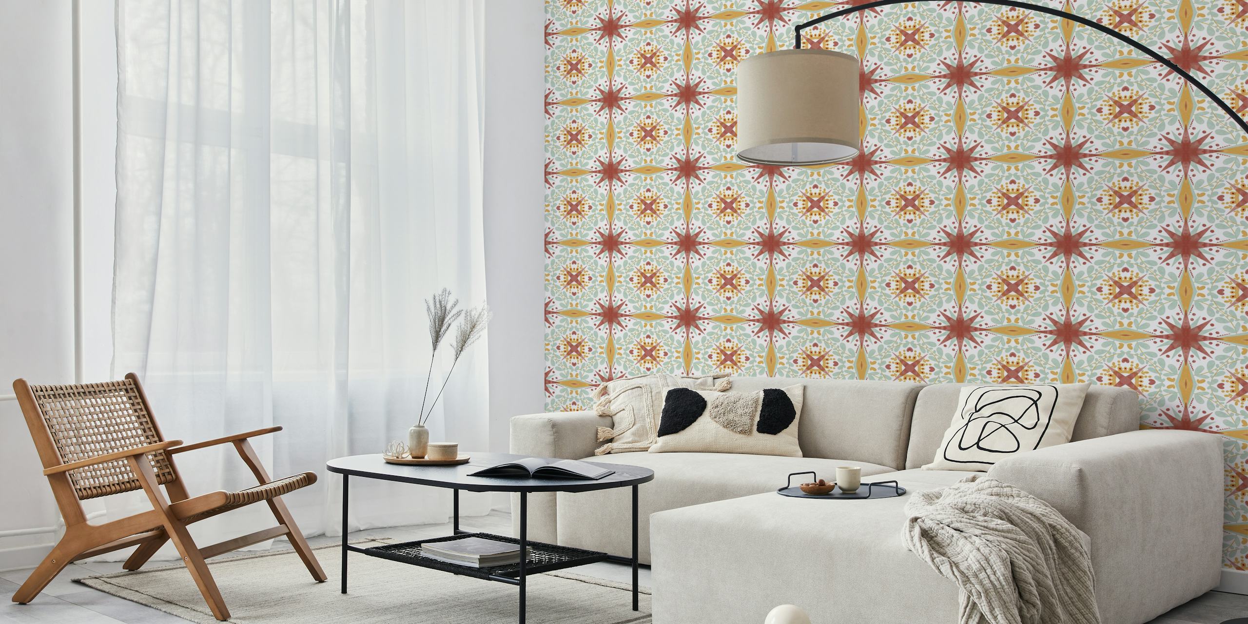 Modernes Nature Starry Tile C-Wandbild mit geometrischem Design und Erdtönen