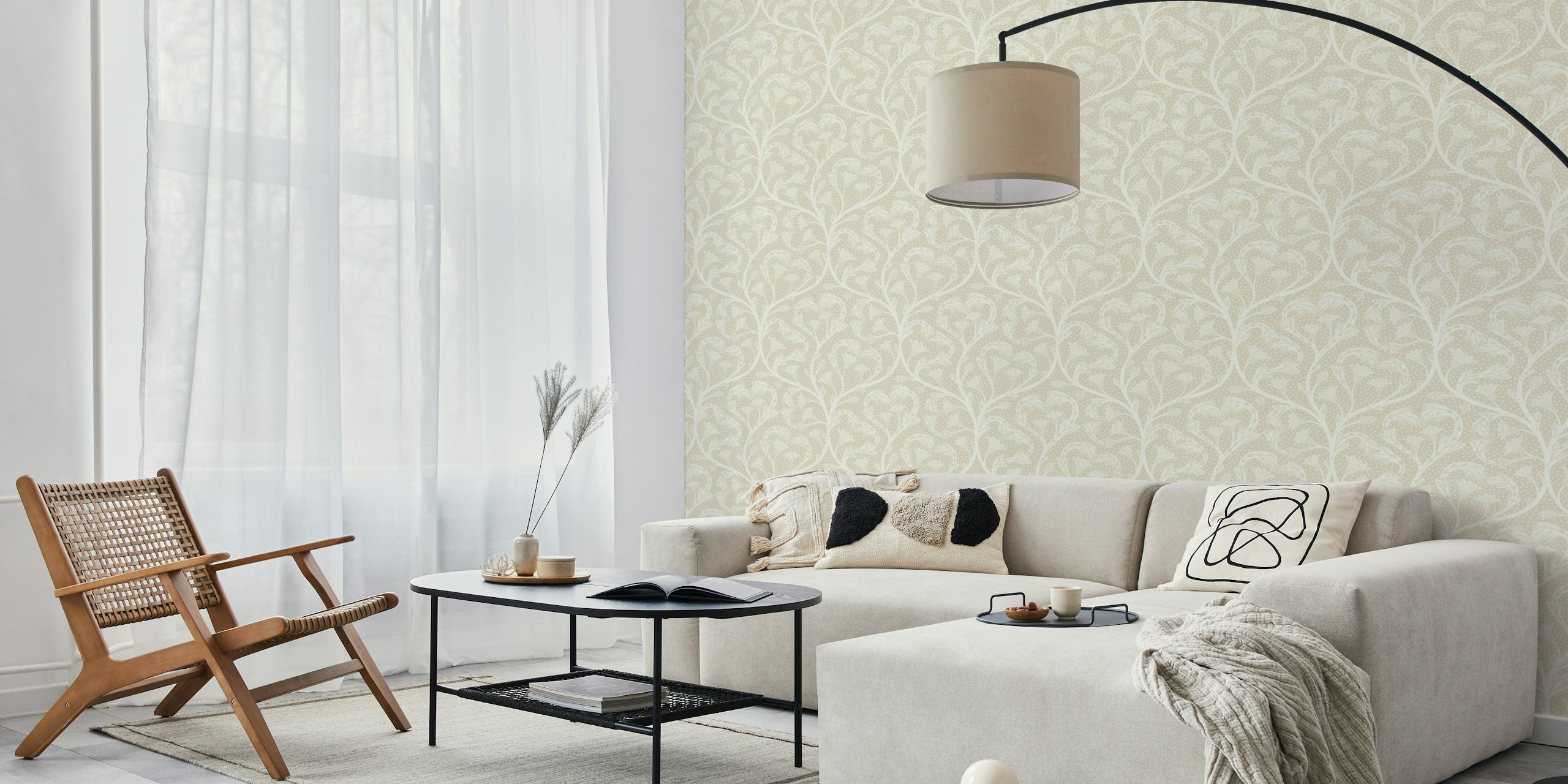 Floral pattern on cream background, Victorian style wallpaper