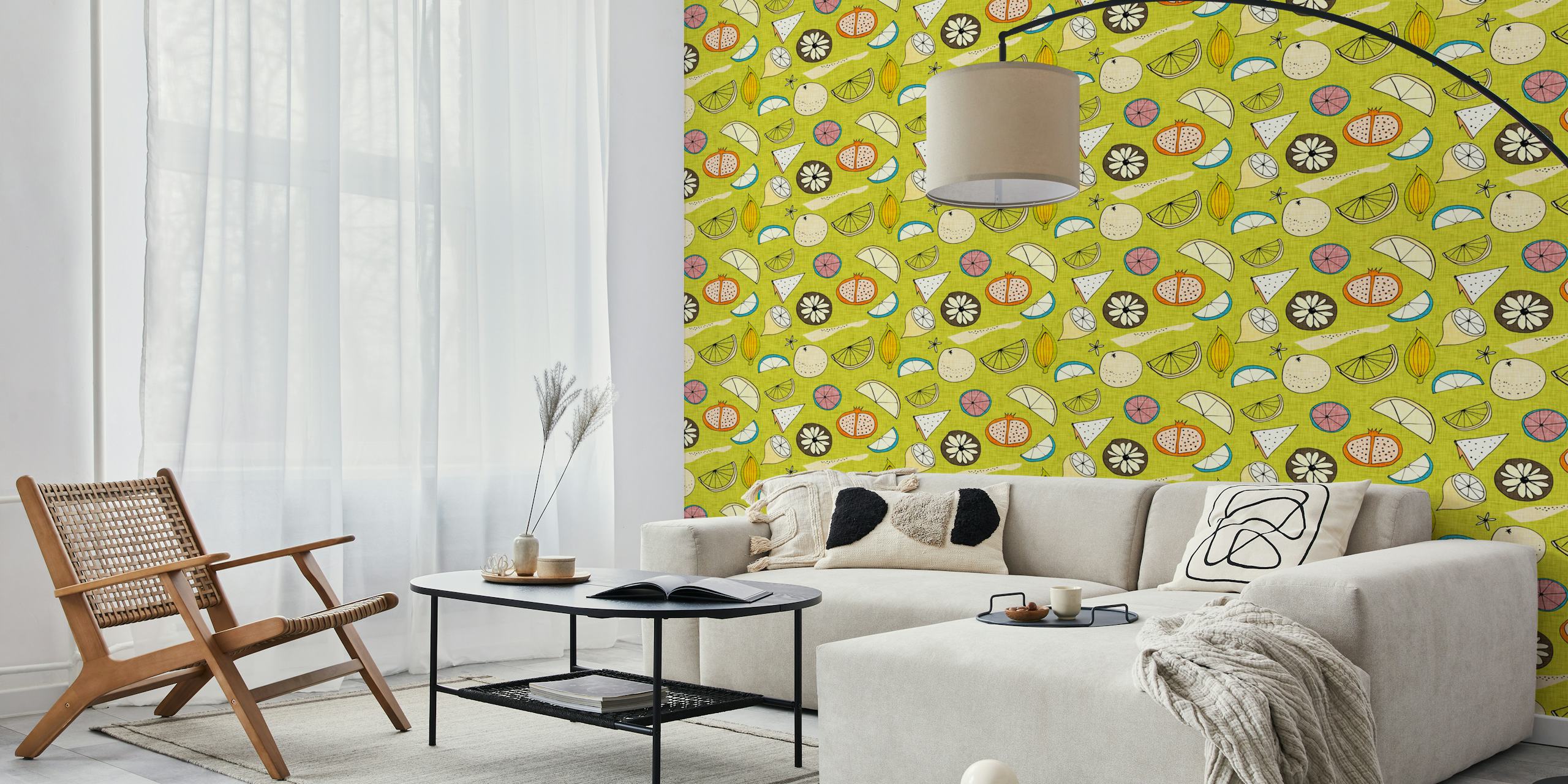 Pop Fruit Avocado tapetti huoneessa