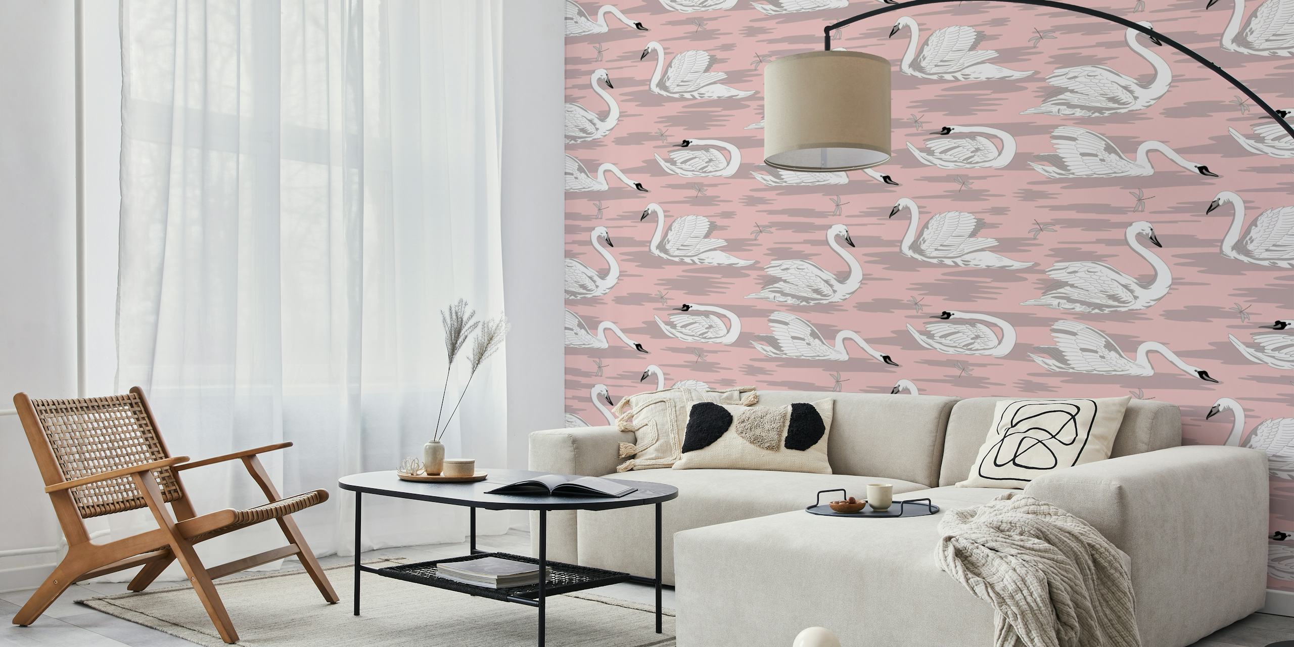 Elegantes Tapetdesign mit White Swans