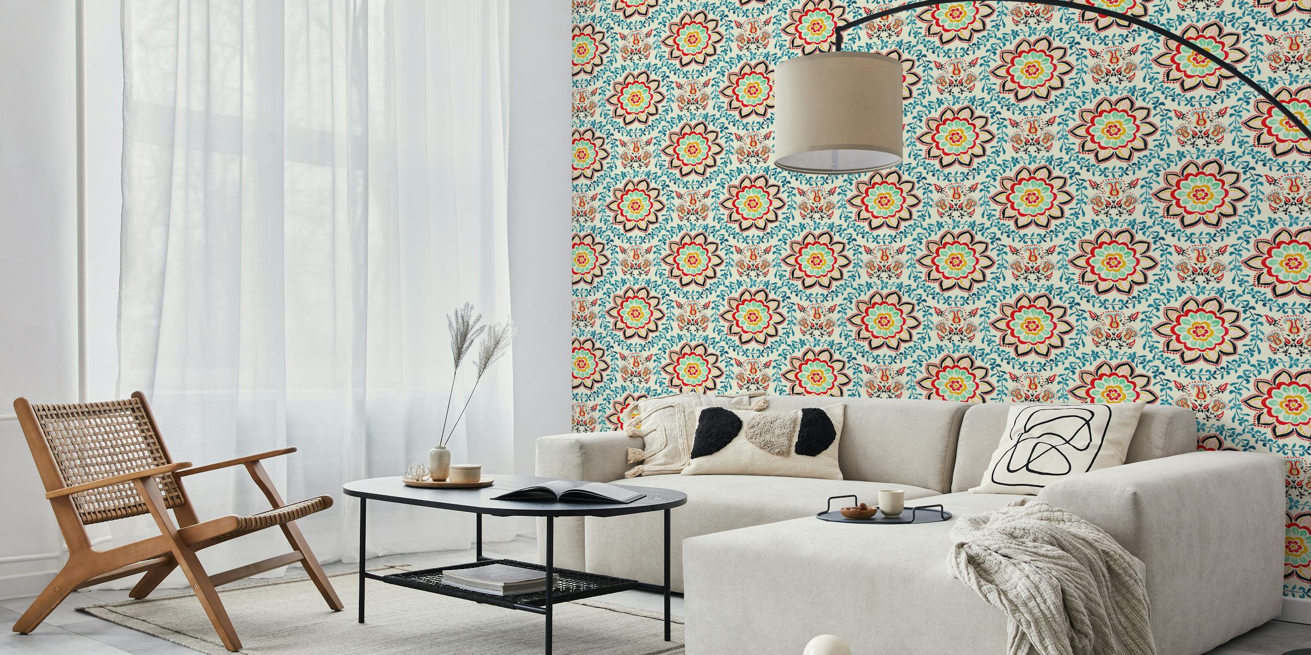 Colorful floral pattern with intricate designs wallpaper