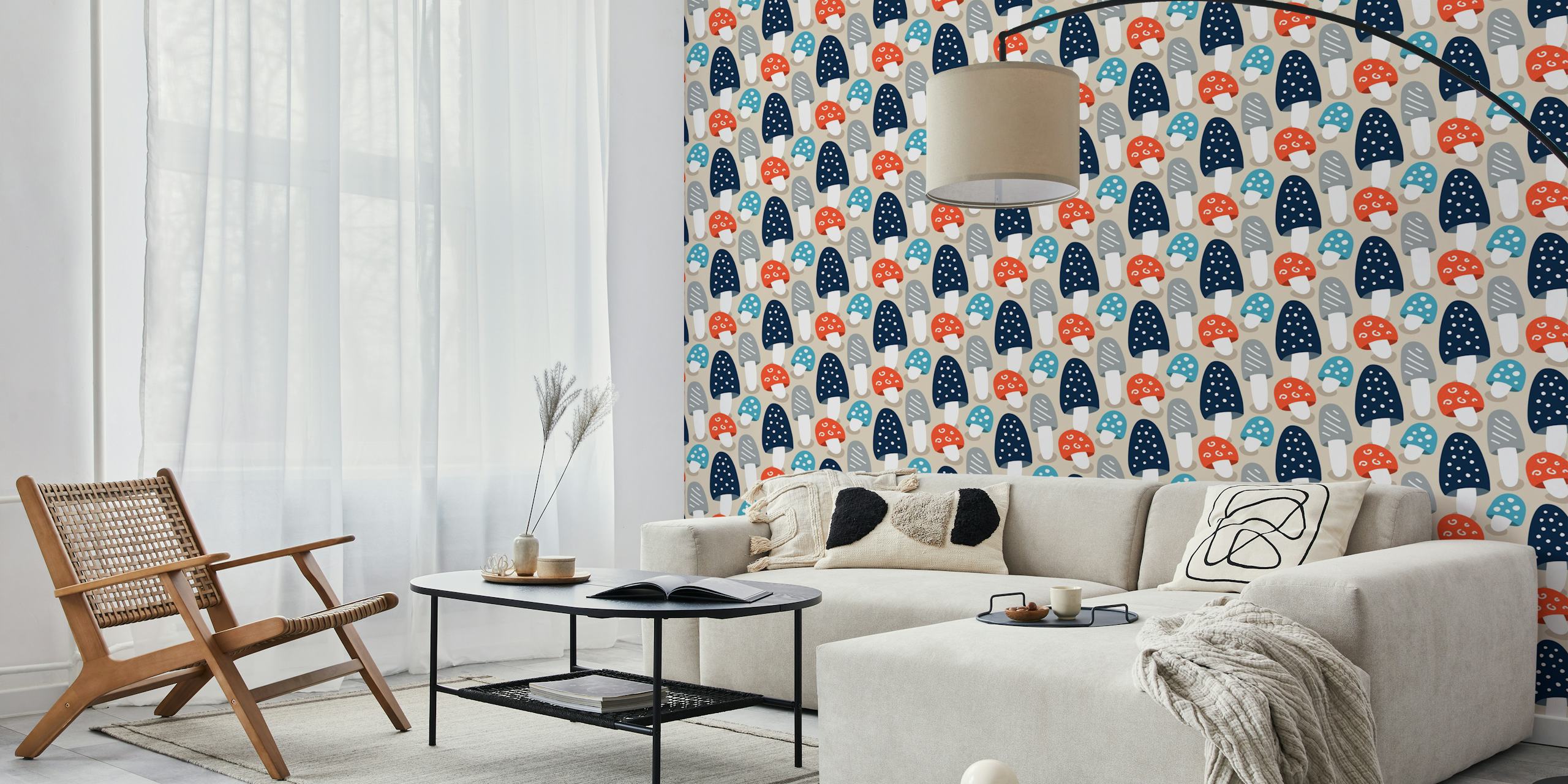 Ταπετσαρία Playful mushrooms σε ένα δωμάτιο