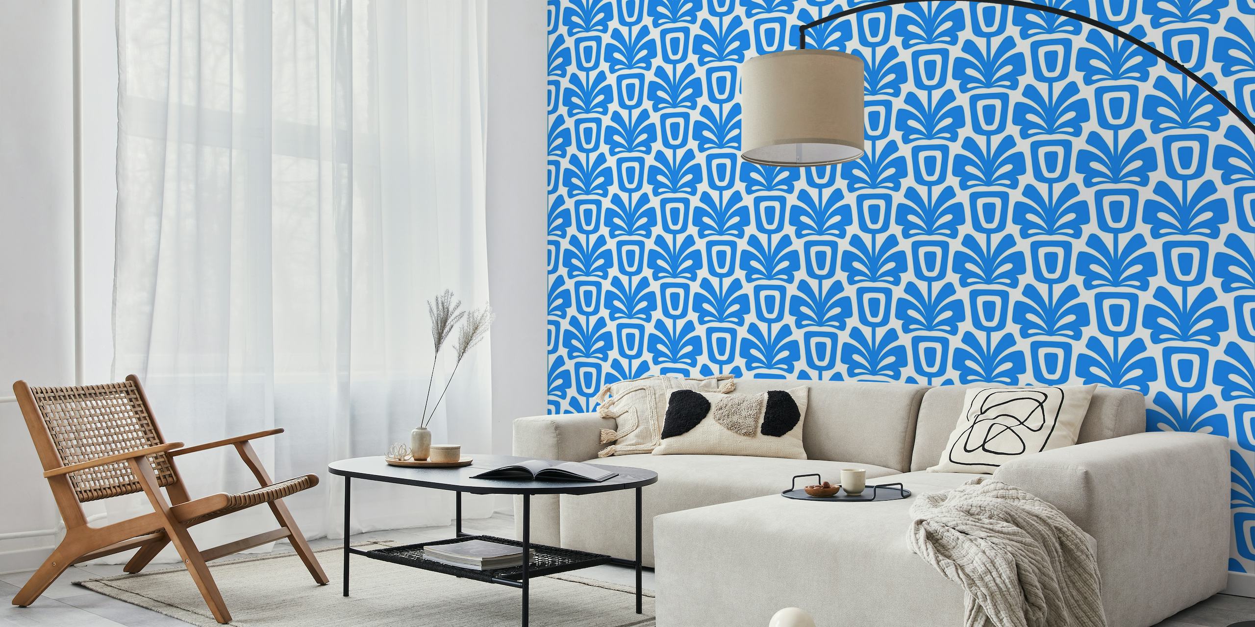 Geometric tulips, blue / 3051 C wallpaper