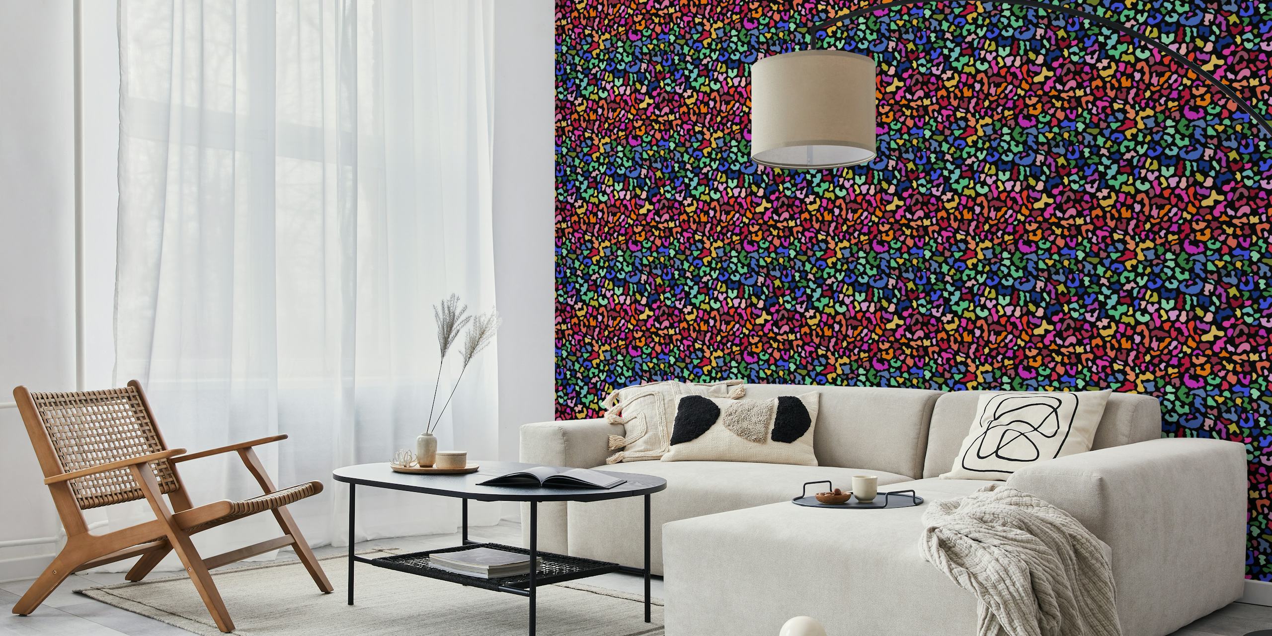 Rainbow Animal Print tapet i et rom