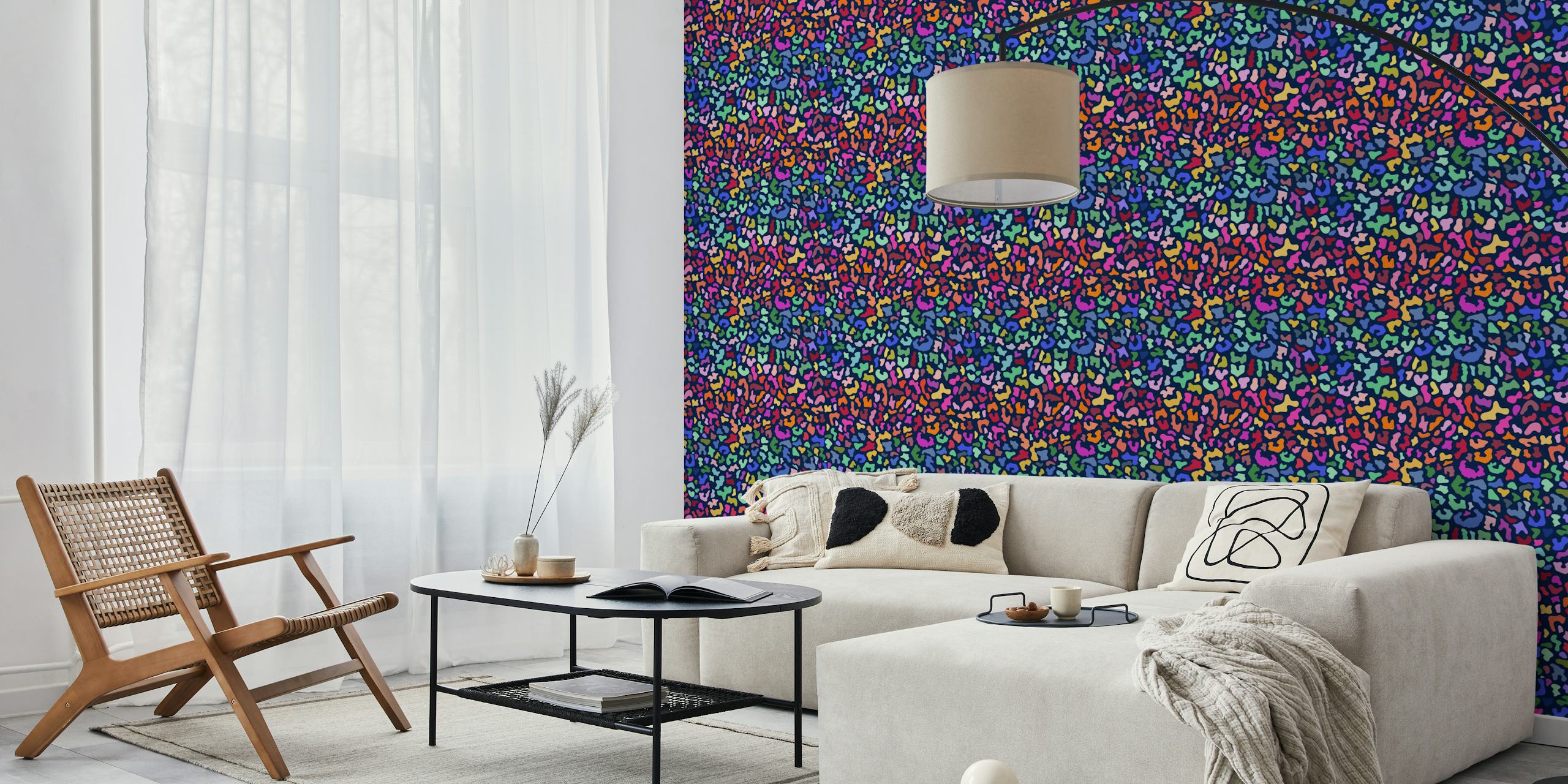 Colorful abstract animal print wall mural with rainbow patterns
