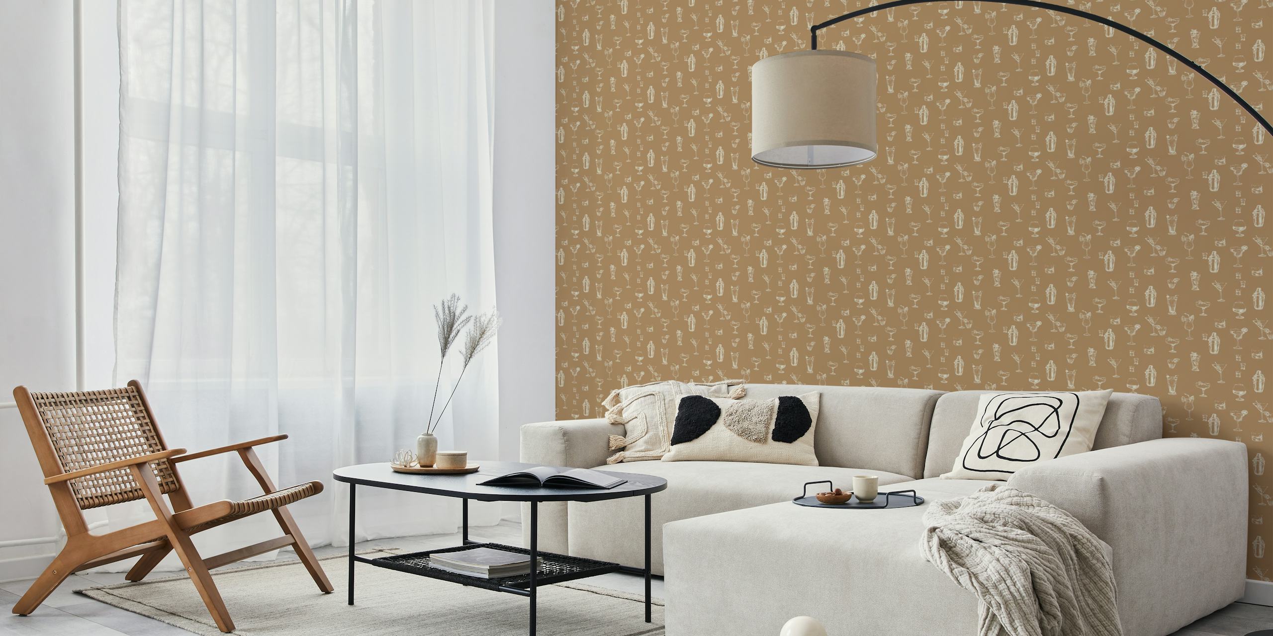 Sketchy Cocktails wallpaper design in a room