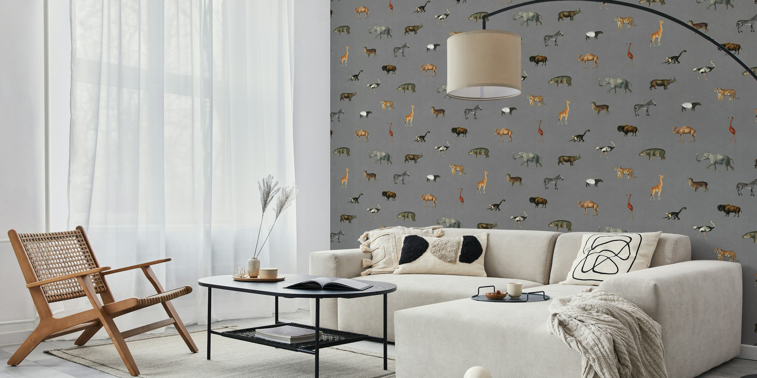 Savanna march in grey wallpaper in a room