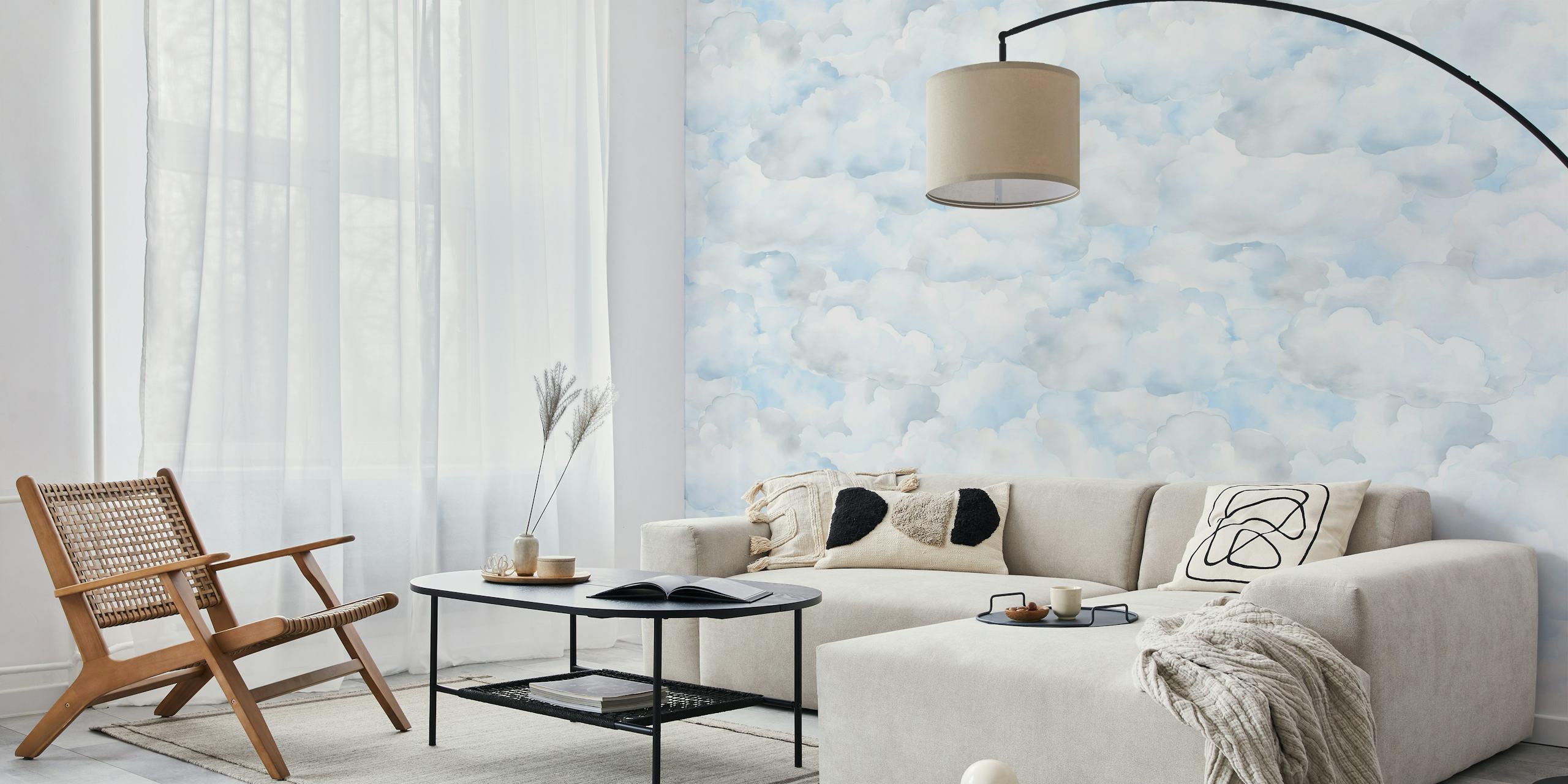Ταπετσαρία Pastel Watercolors Clouds σε ένα δωμάτιο