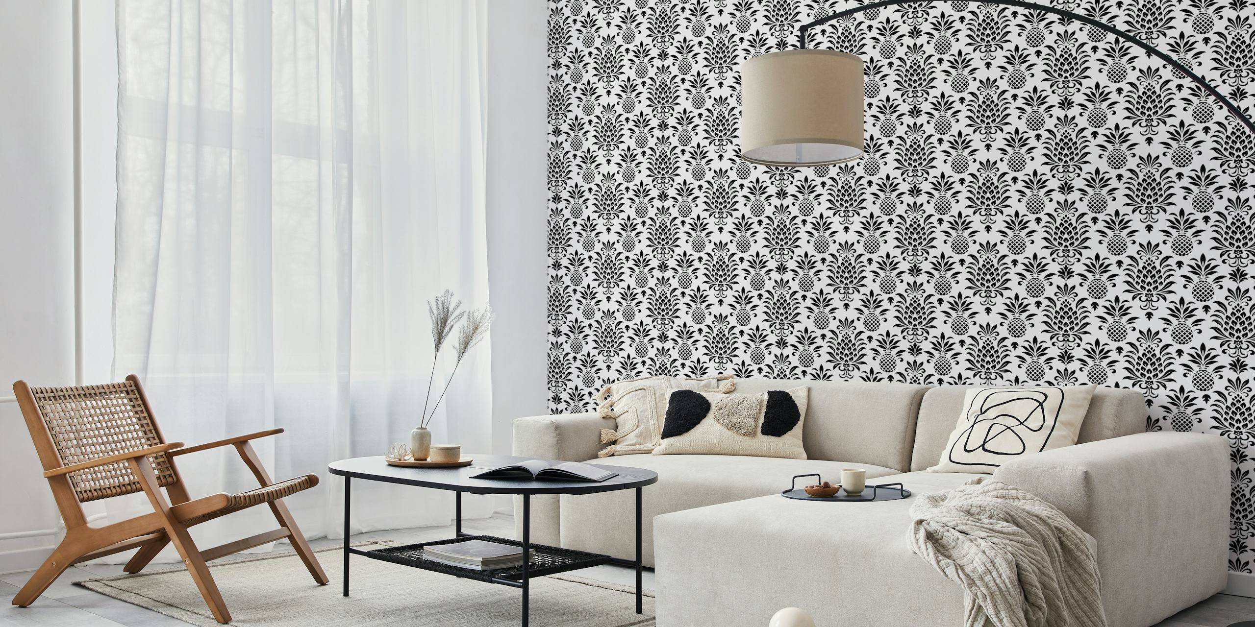 Papel de parede pineapple moderno em um quarto