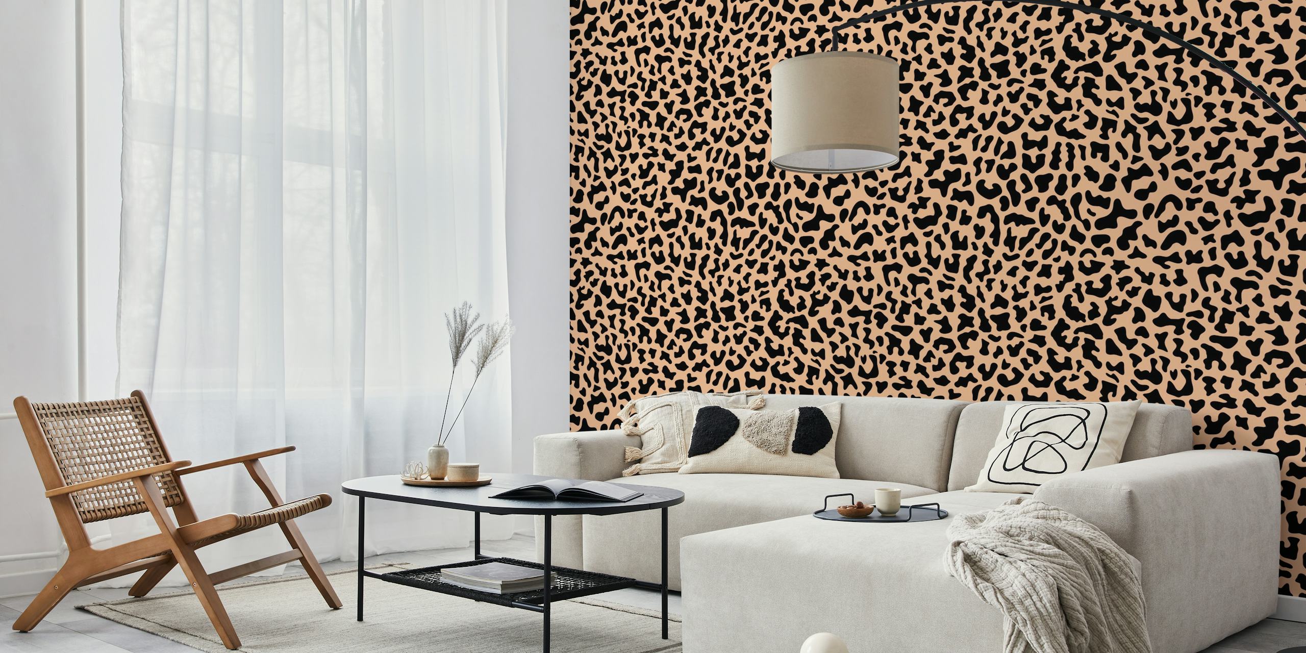 Leopardine Peach tapet i ett rum