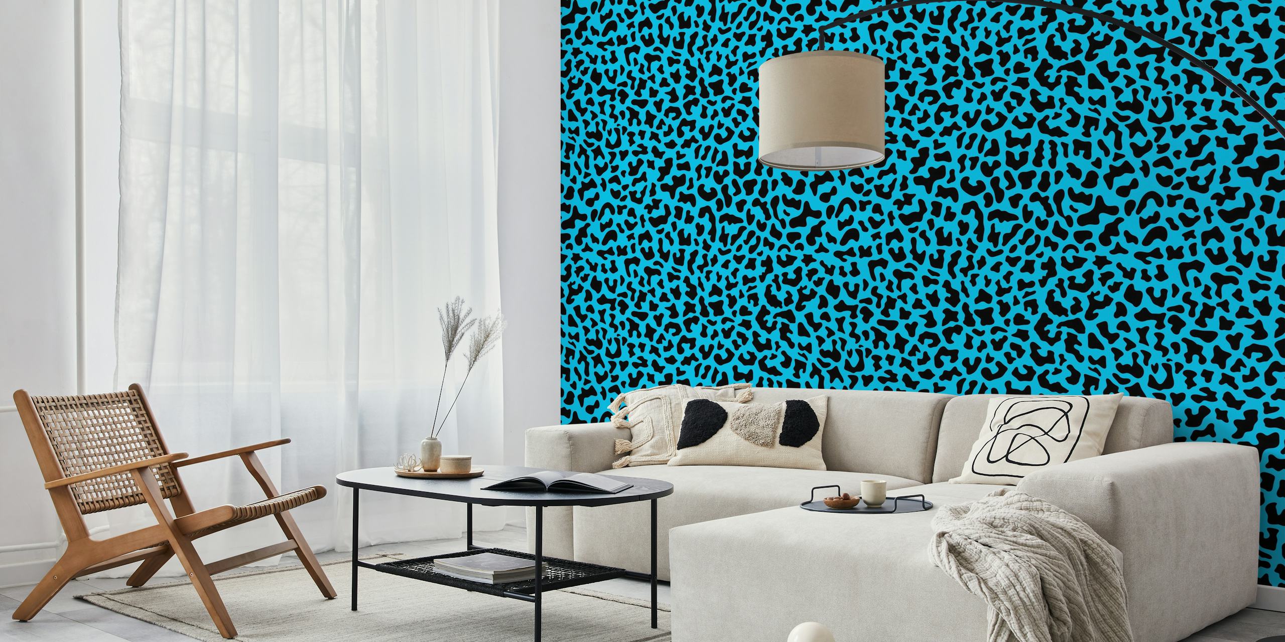 Tapeta Leopardine Blue w stylowym pokoju