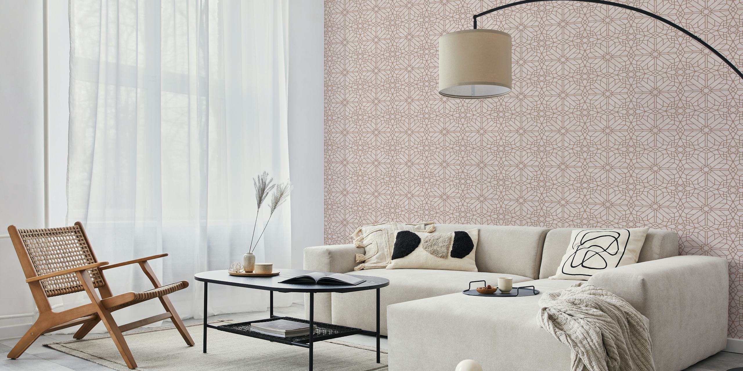 Geometric pattern in clay and blush colors wallpaper