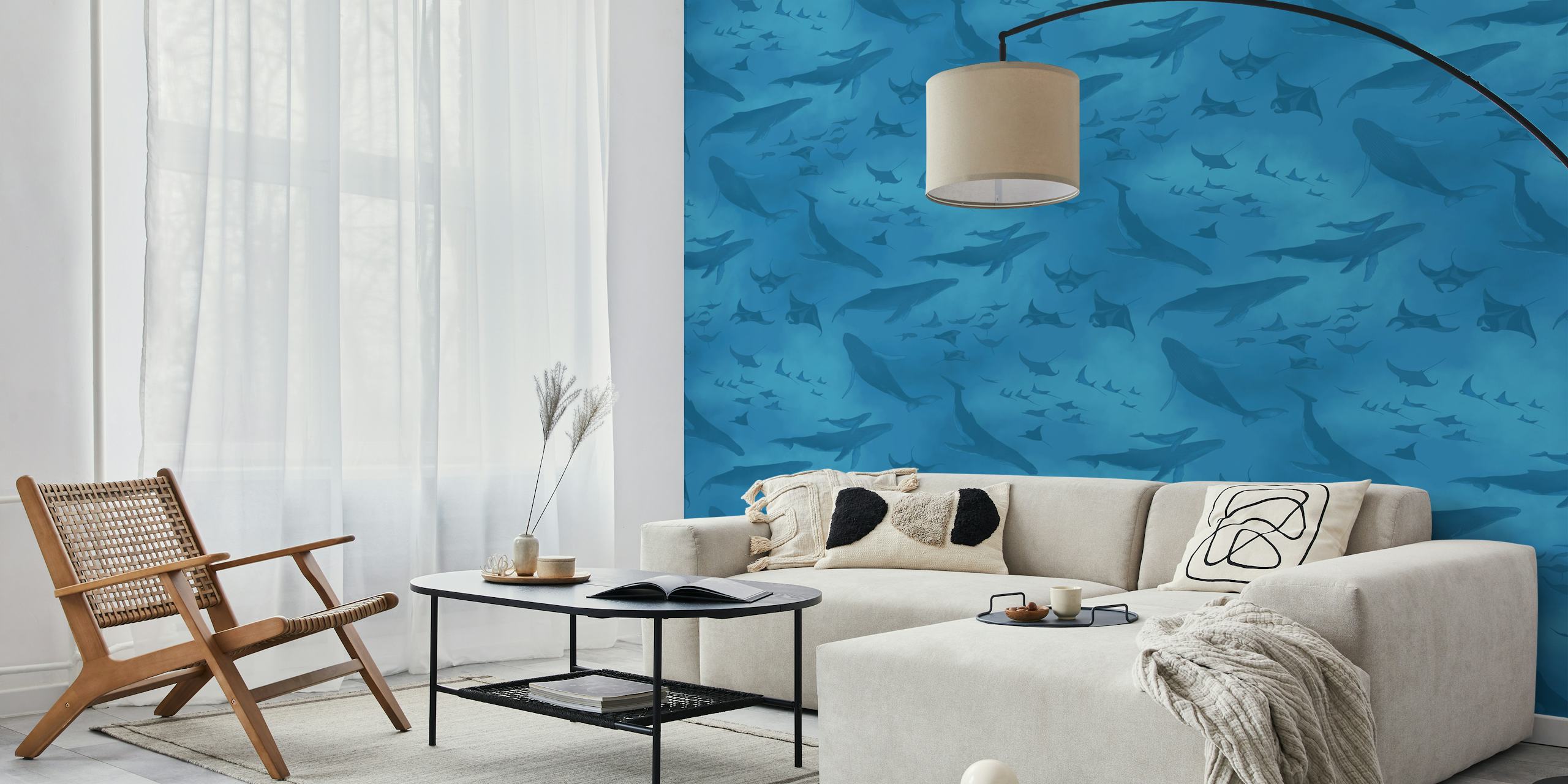 Wzór tapety Ocean cerulean w pokoju