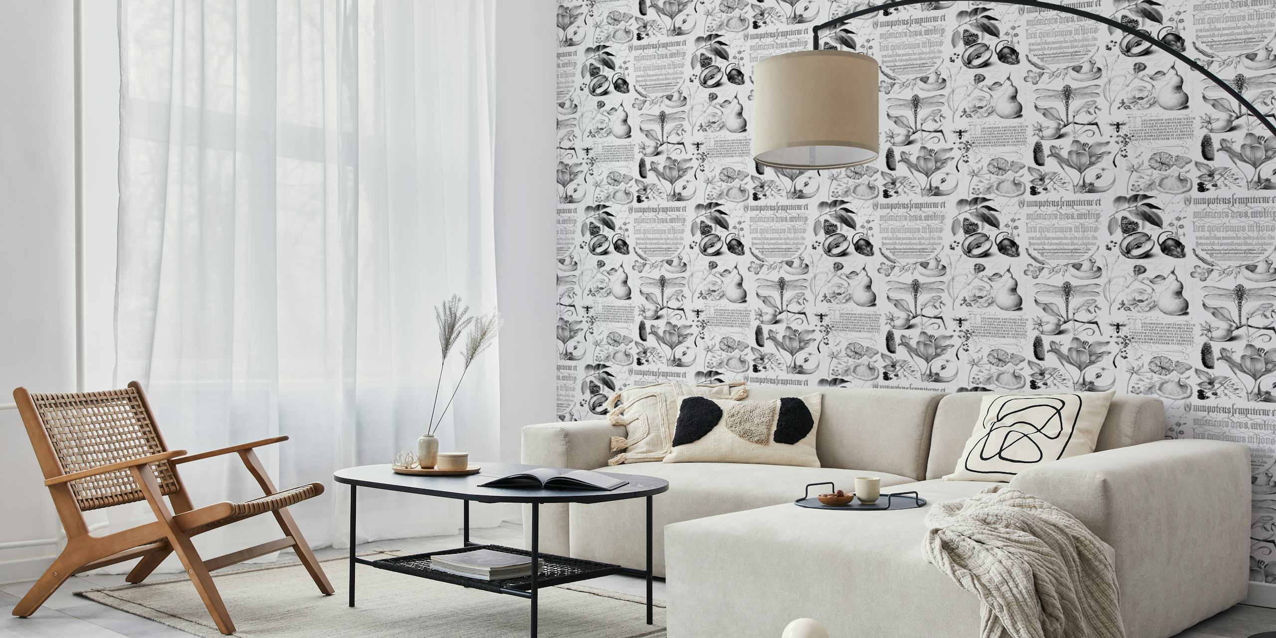 BotanyTreasures black and white wallpaper design