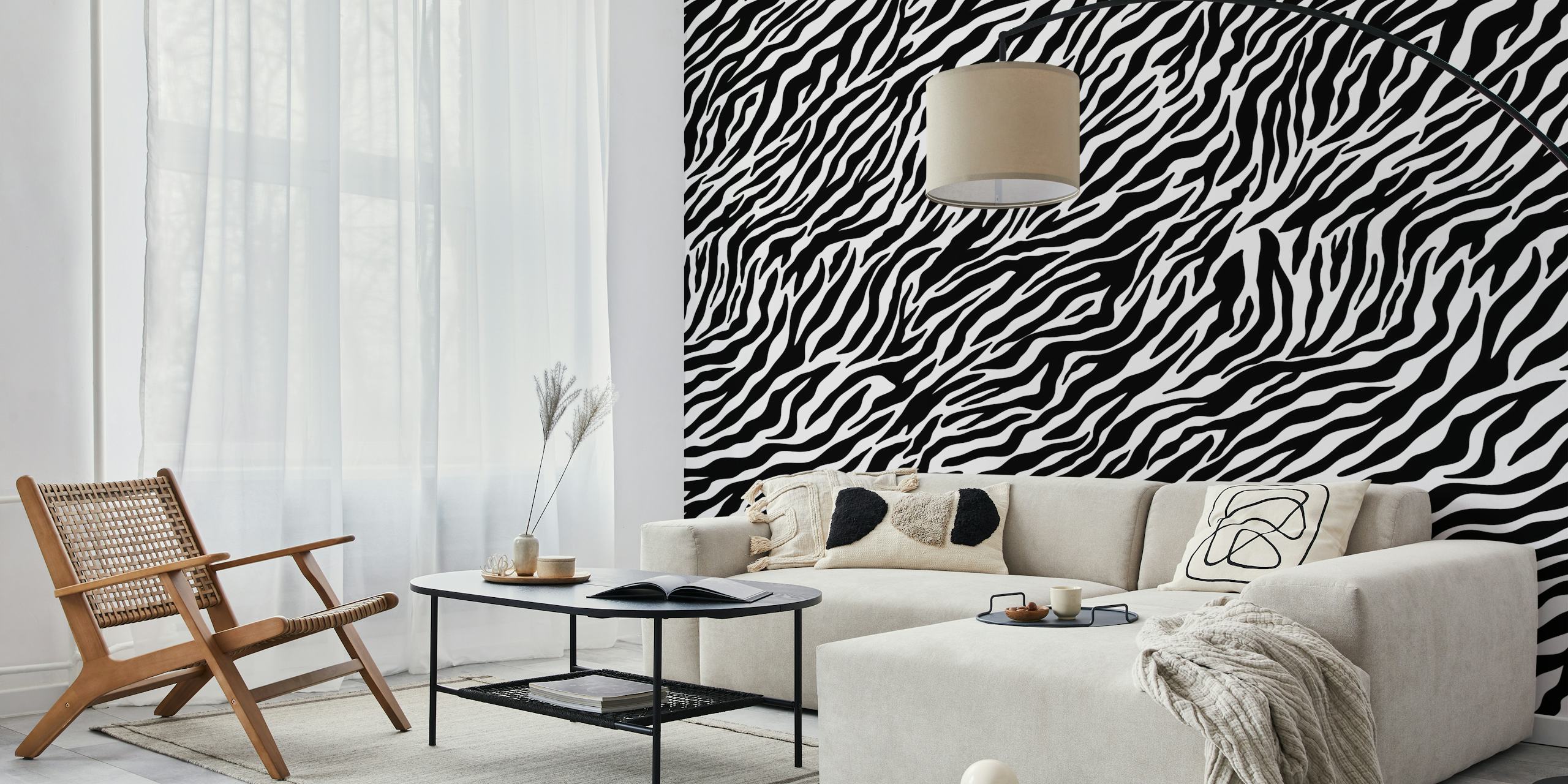 Sort og hvid zebra stribe mønster vægmaleri