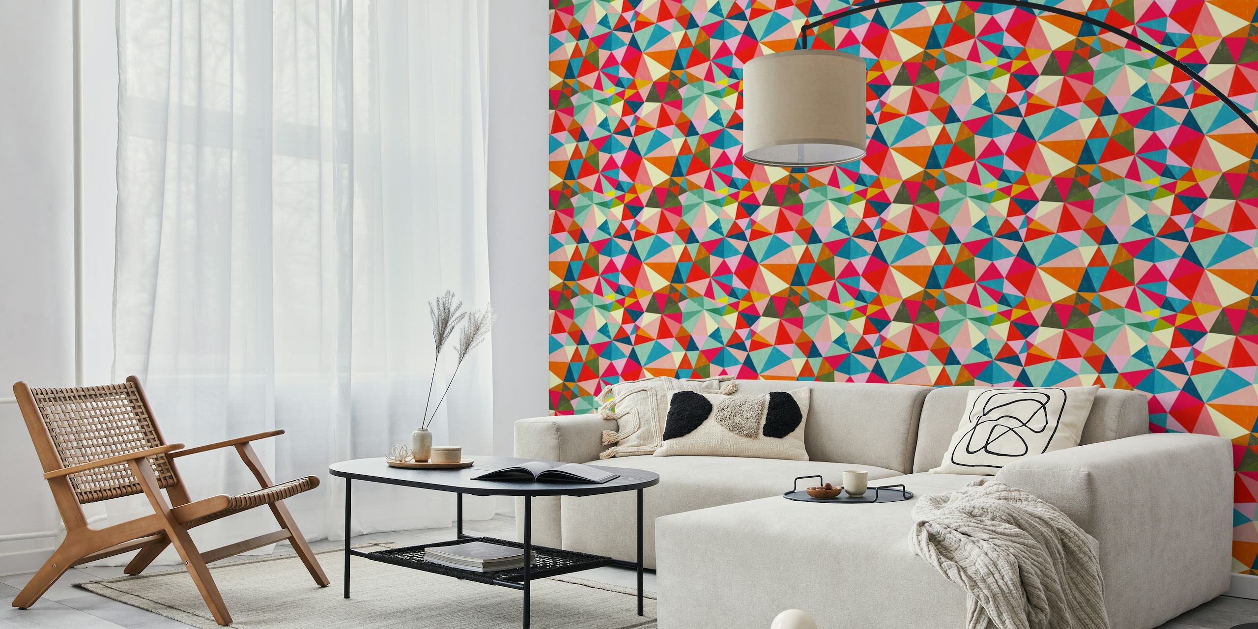 Colorful kaleidospcope triangles behang