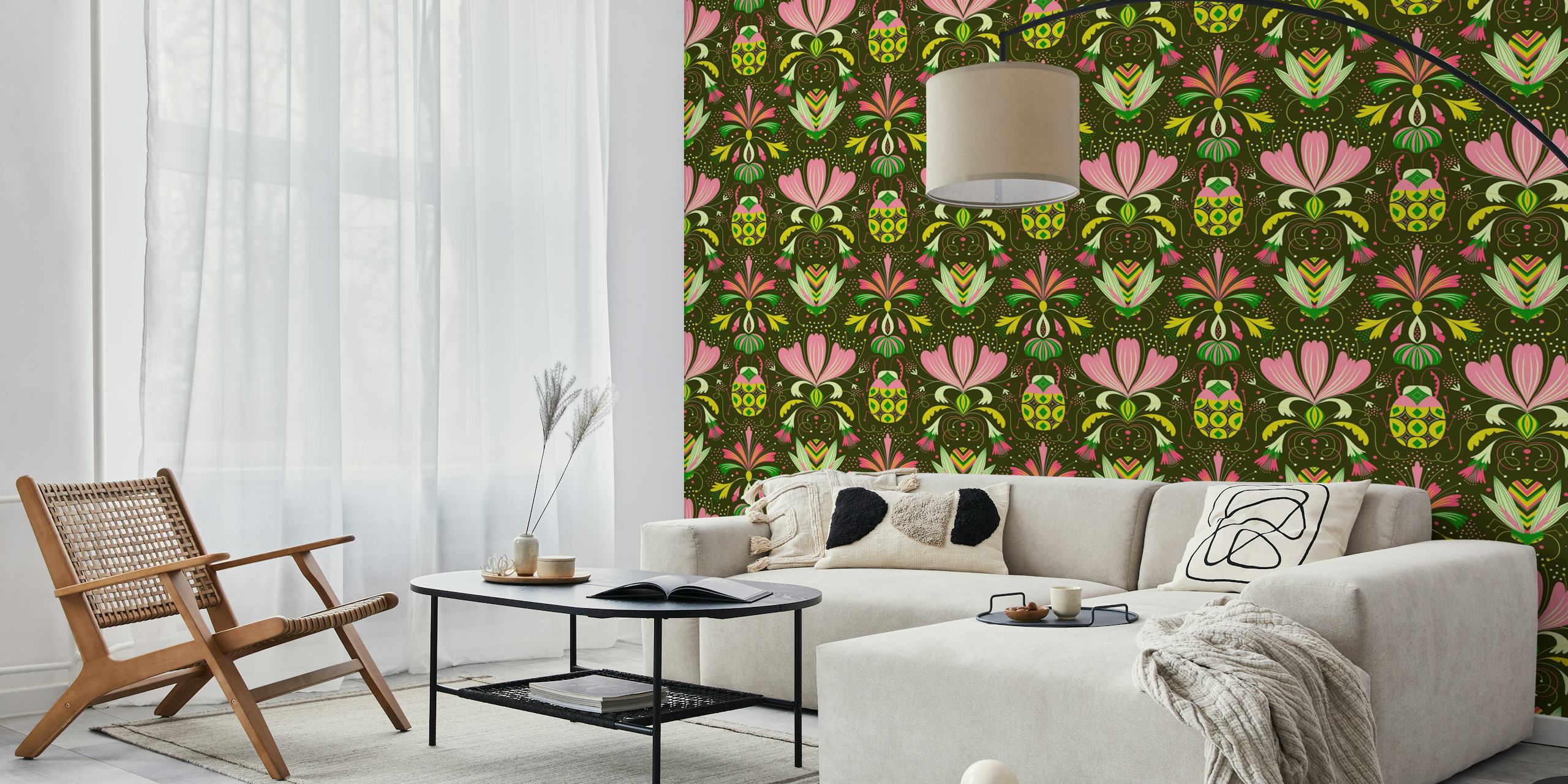 Projekt tapet Art deco bugs w pokoju