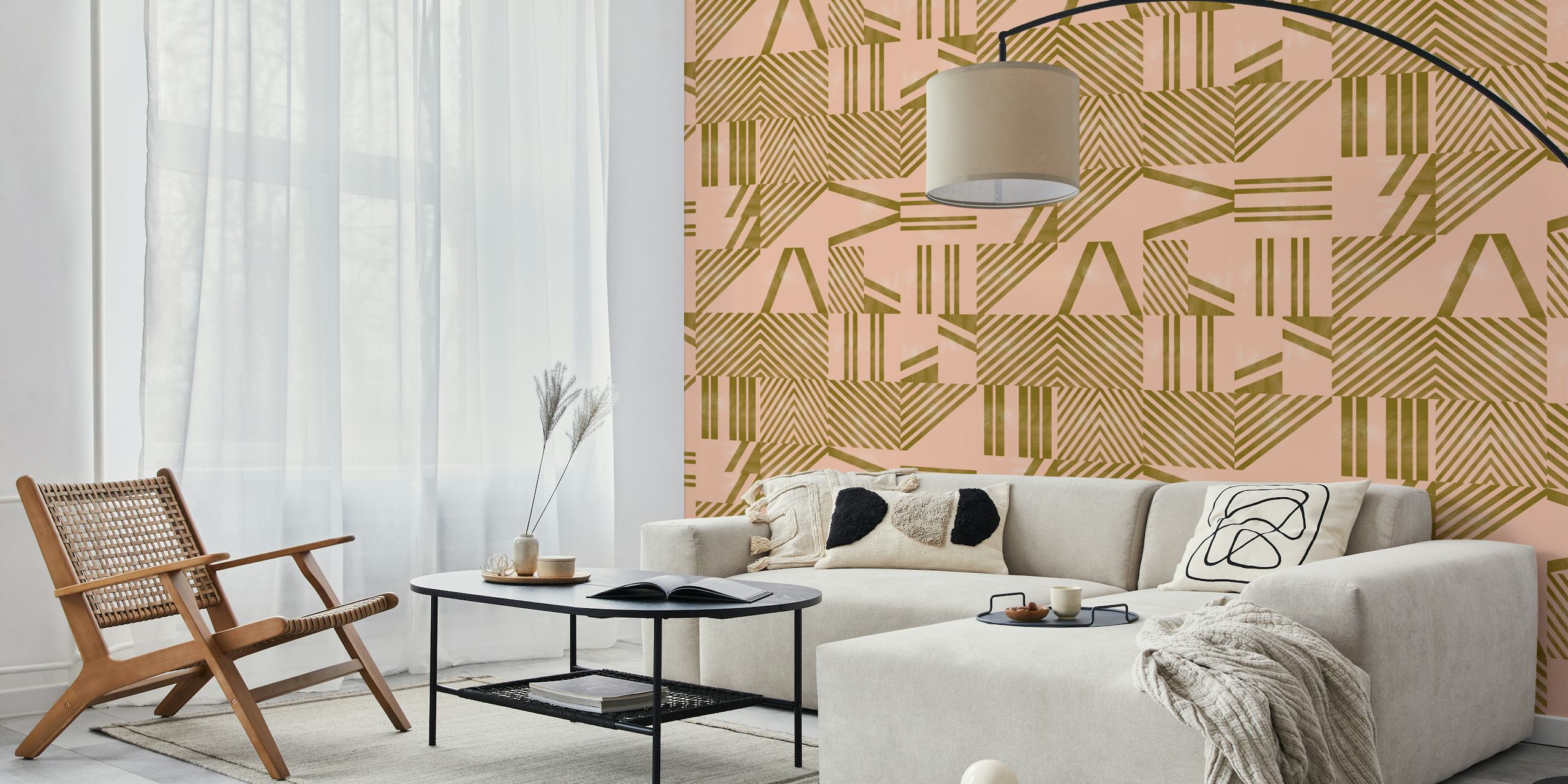 Modern geometric wallpaper in a room