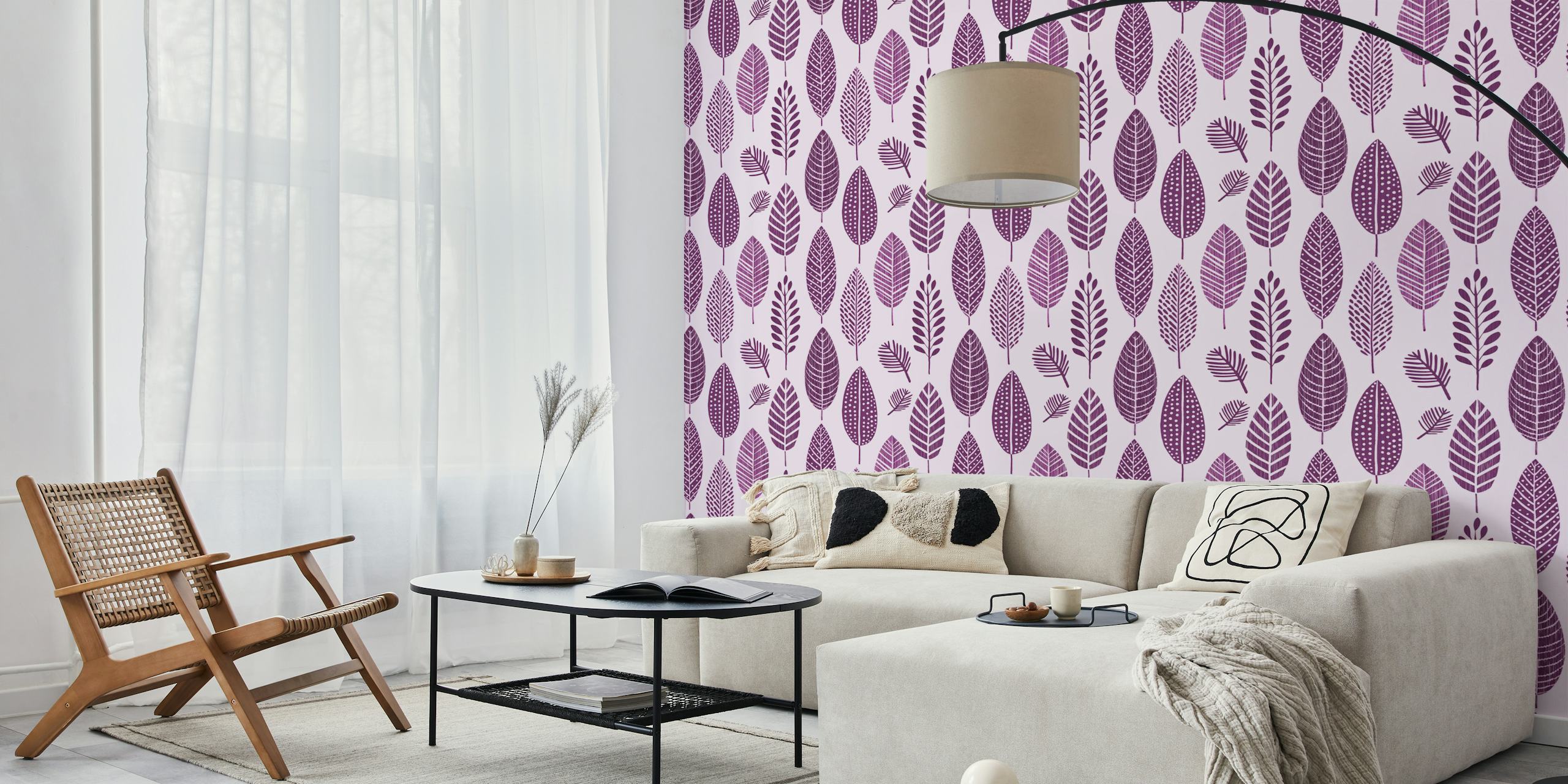 Charming Autumn Vibe Leaf Pattern Purple in paarse tinten
