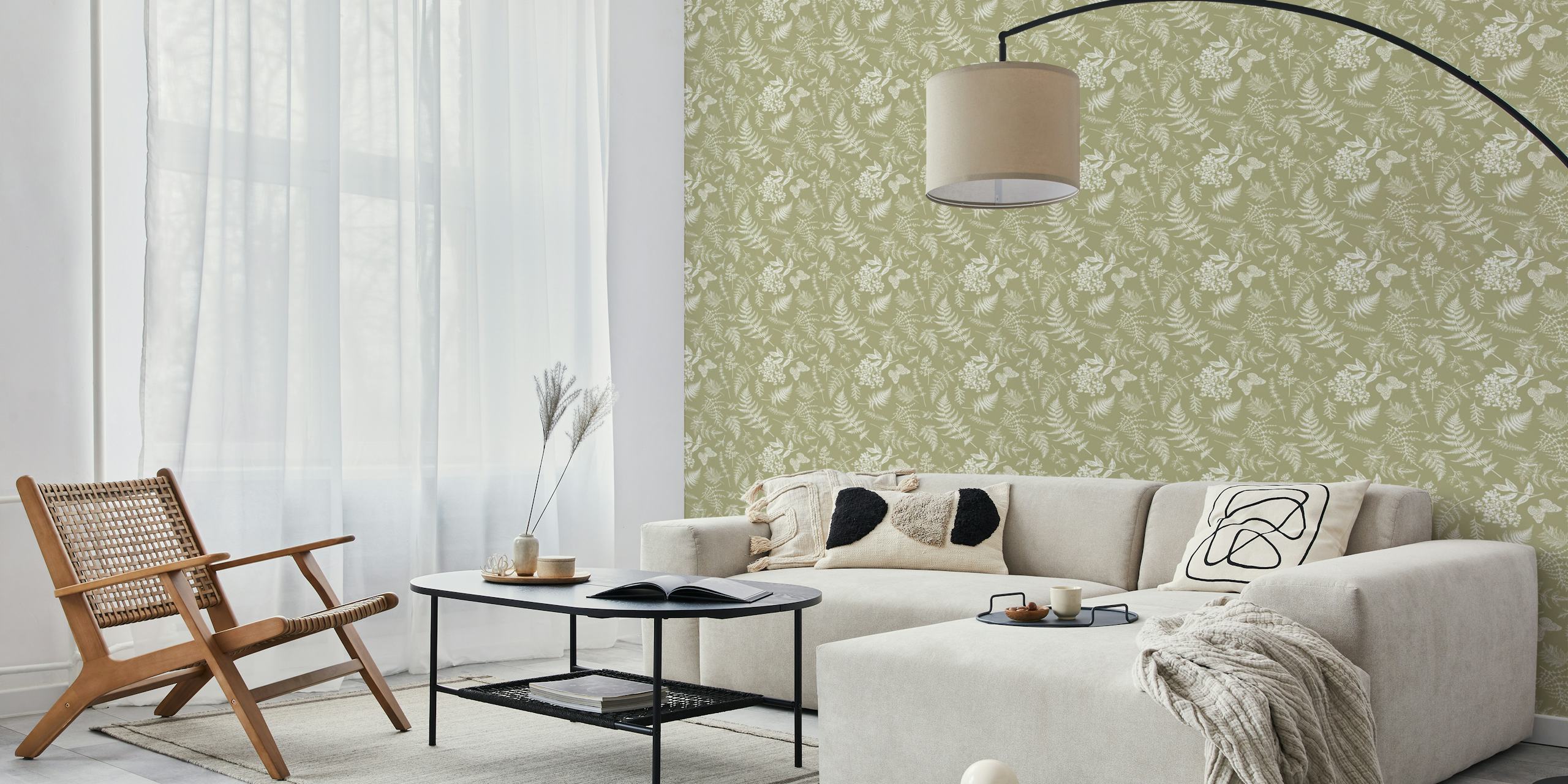 Farn Oasis wallpaper in a stylish room