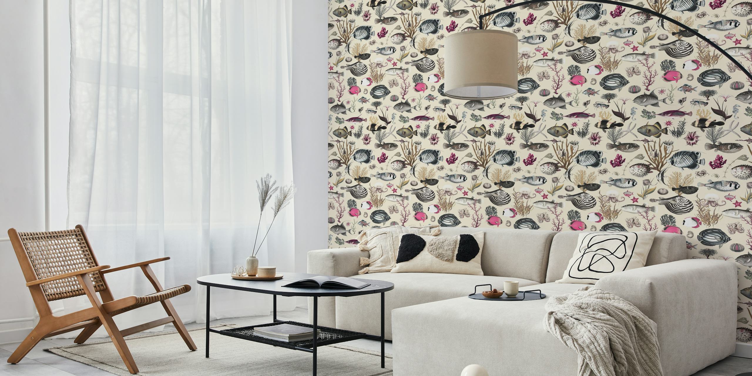 Oceania pattern wallpaper in a room