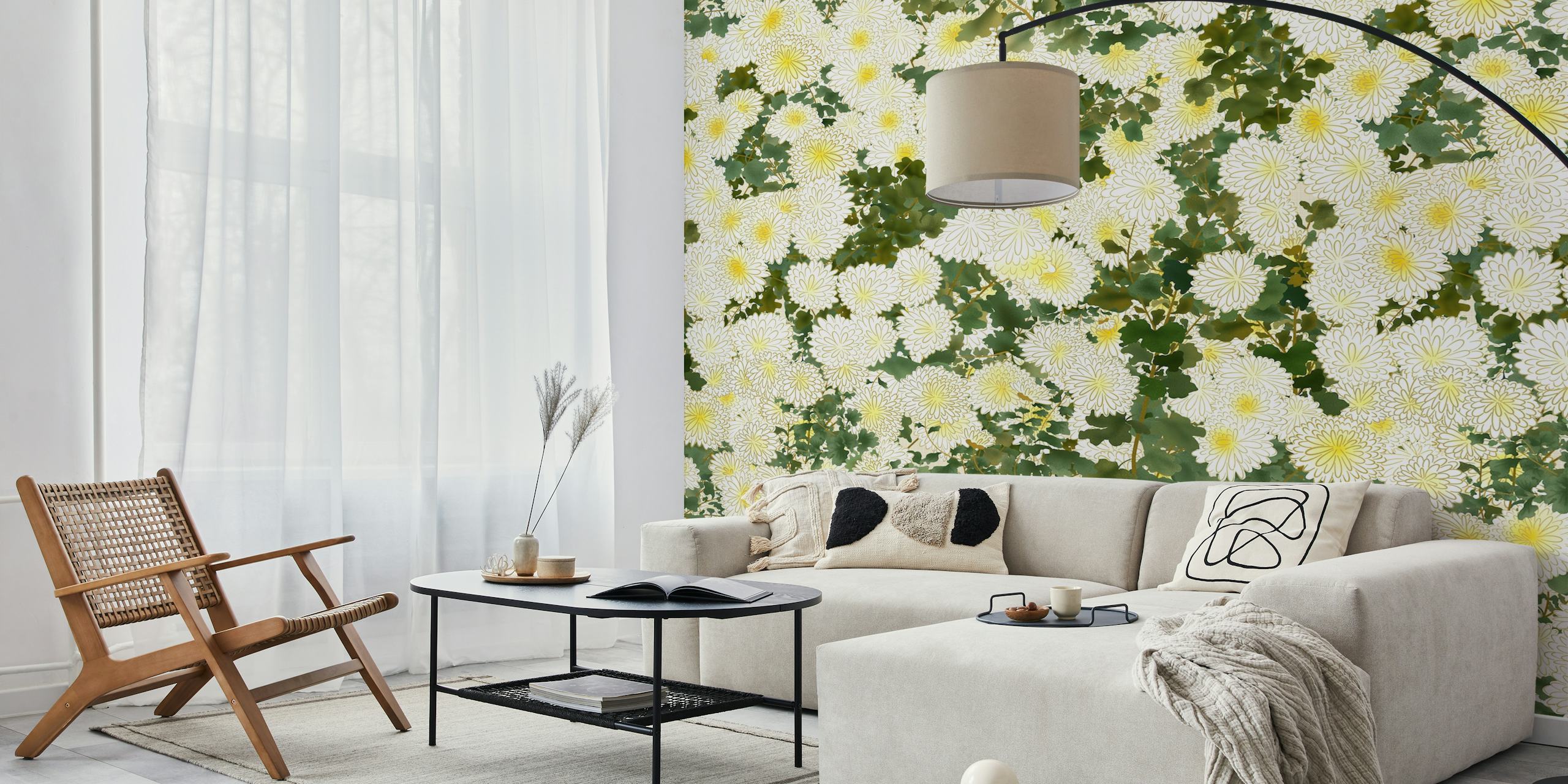 Design de papel de parede White Chrysanthemums
