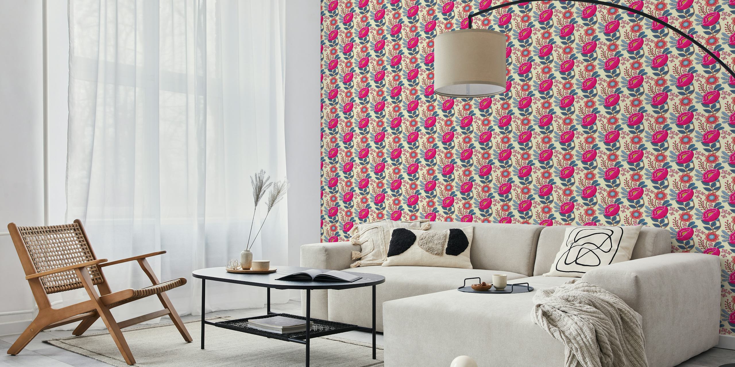 Alice Flowers Pink wallpaper in a room