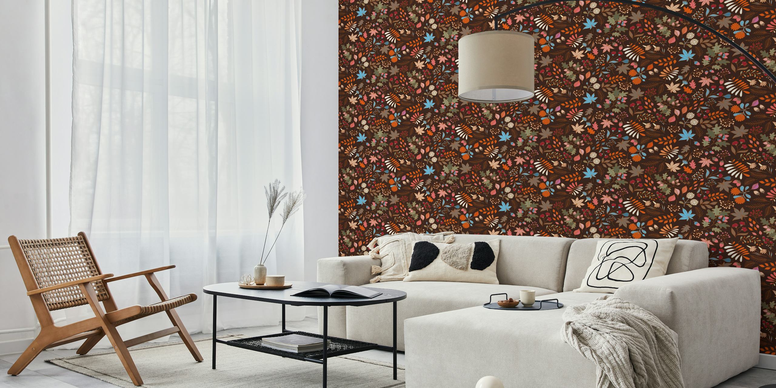 Floral wallpaper design in a room
