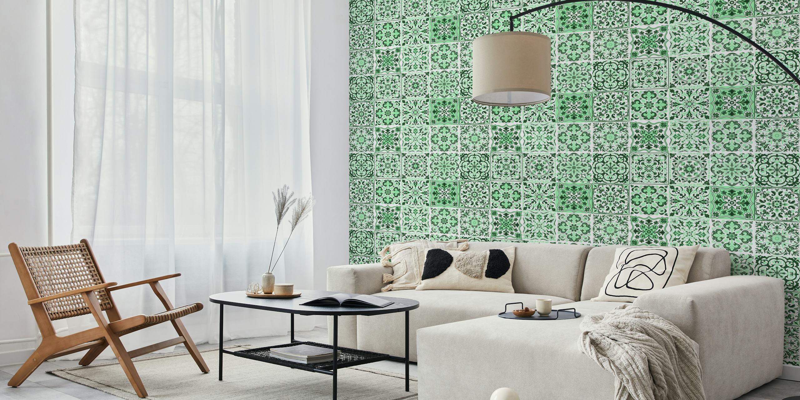 Zielone płytki ceramiczne Mixed Ceramic Tiles w pokoju